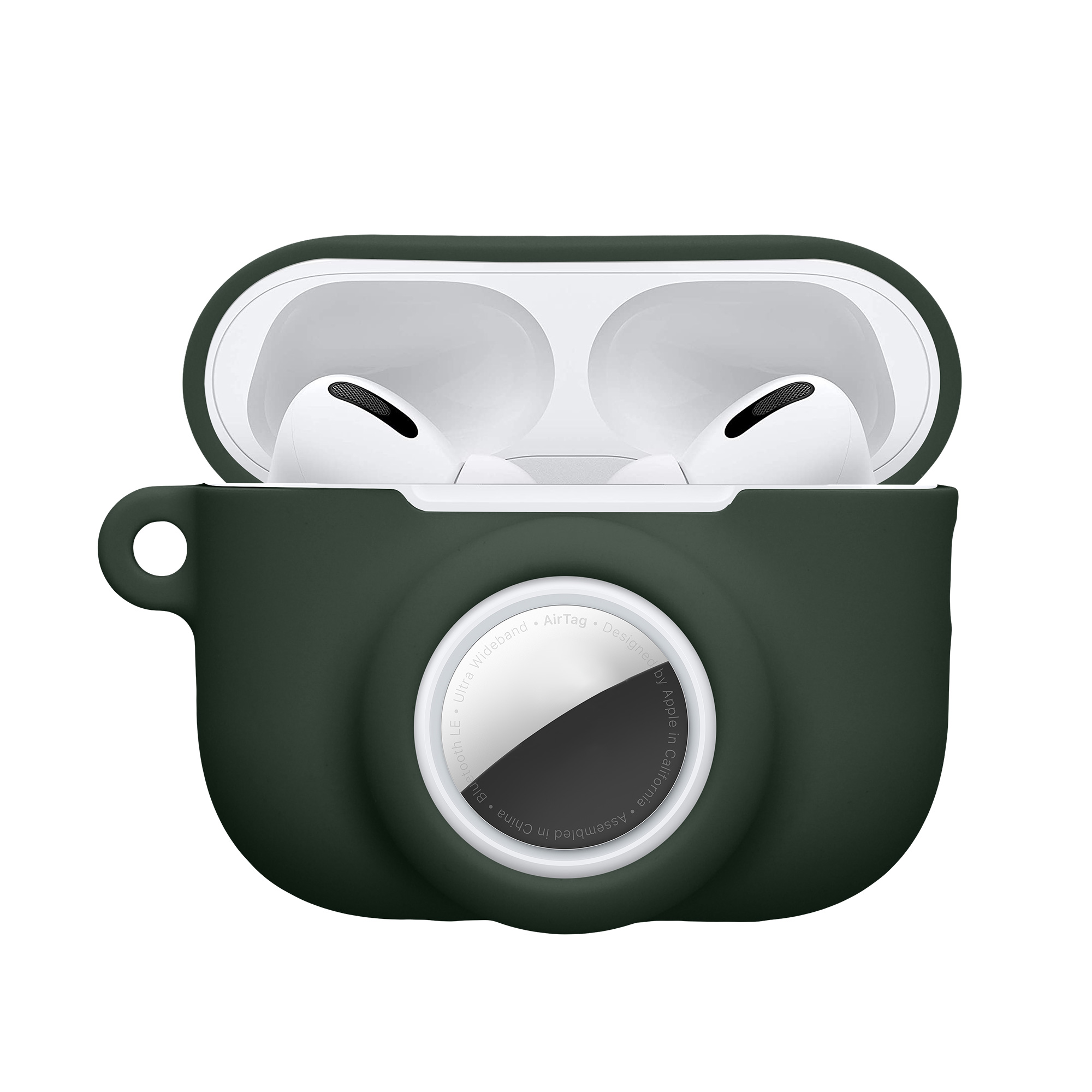 Obal pro Apple Airpods Pro 3 kwmobile s karabinou silikonové - tmavě zelená