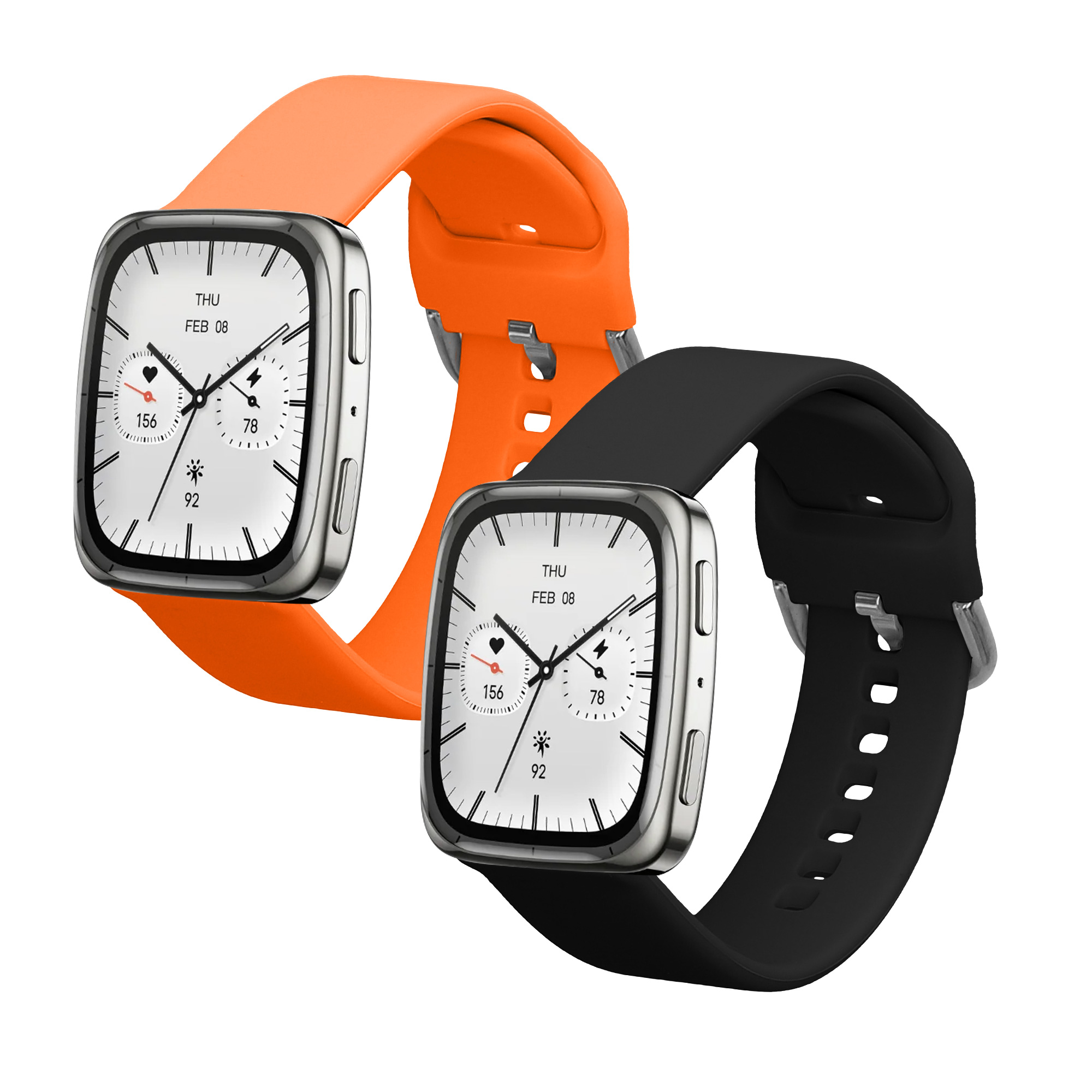 Řemínky pro Garmin 20mm Amazfit Active 2 Square / Amazfit Active 2 kwmobile silikonové - černá / oranžová