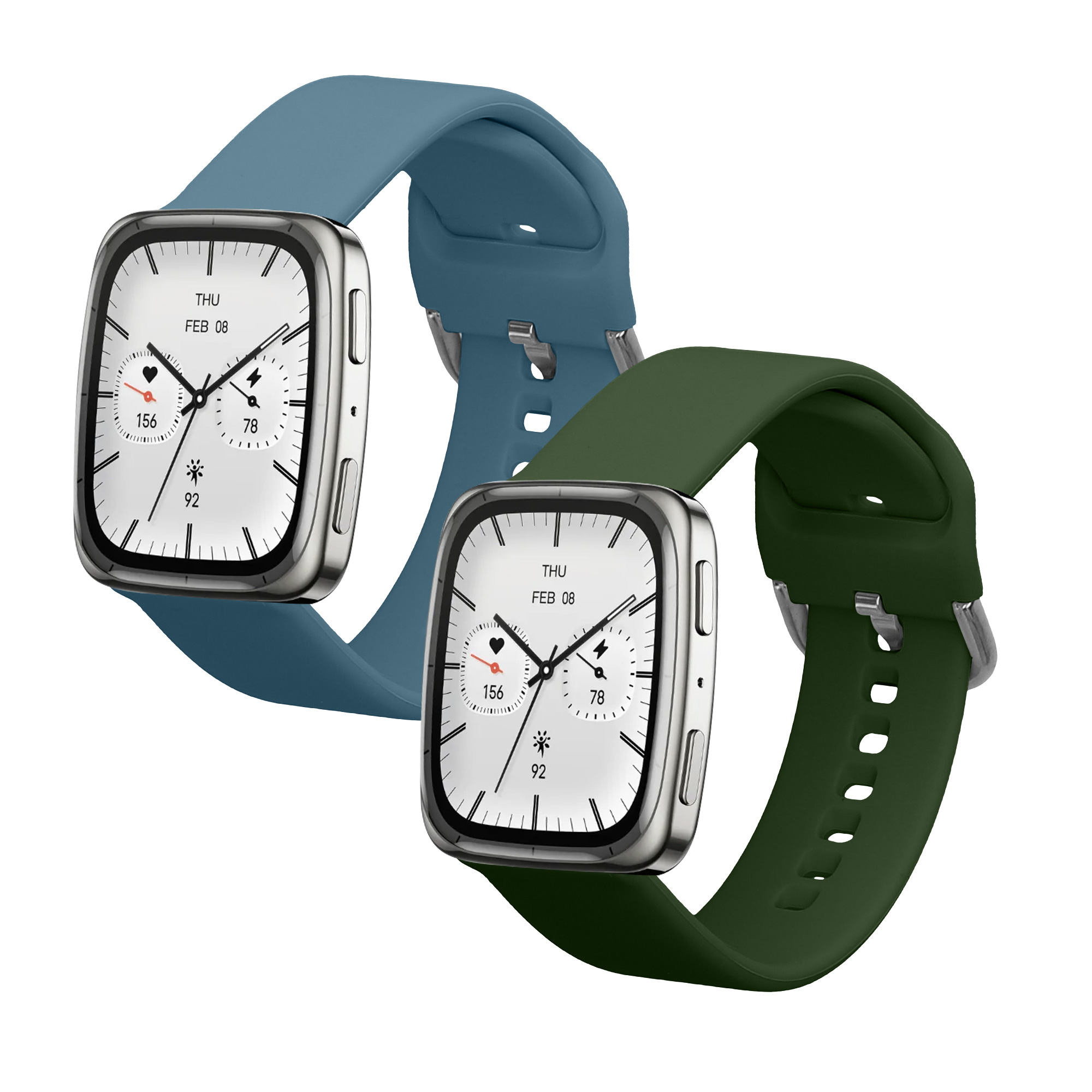 Řemínky pro Garmin 20mm Amazfit Active 2 Square / Amazfit Active 2 kwmobile silikonové - grafitově šedá / tmavě zelená