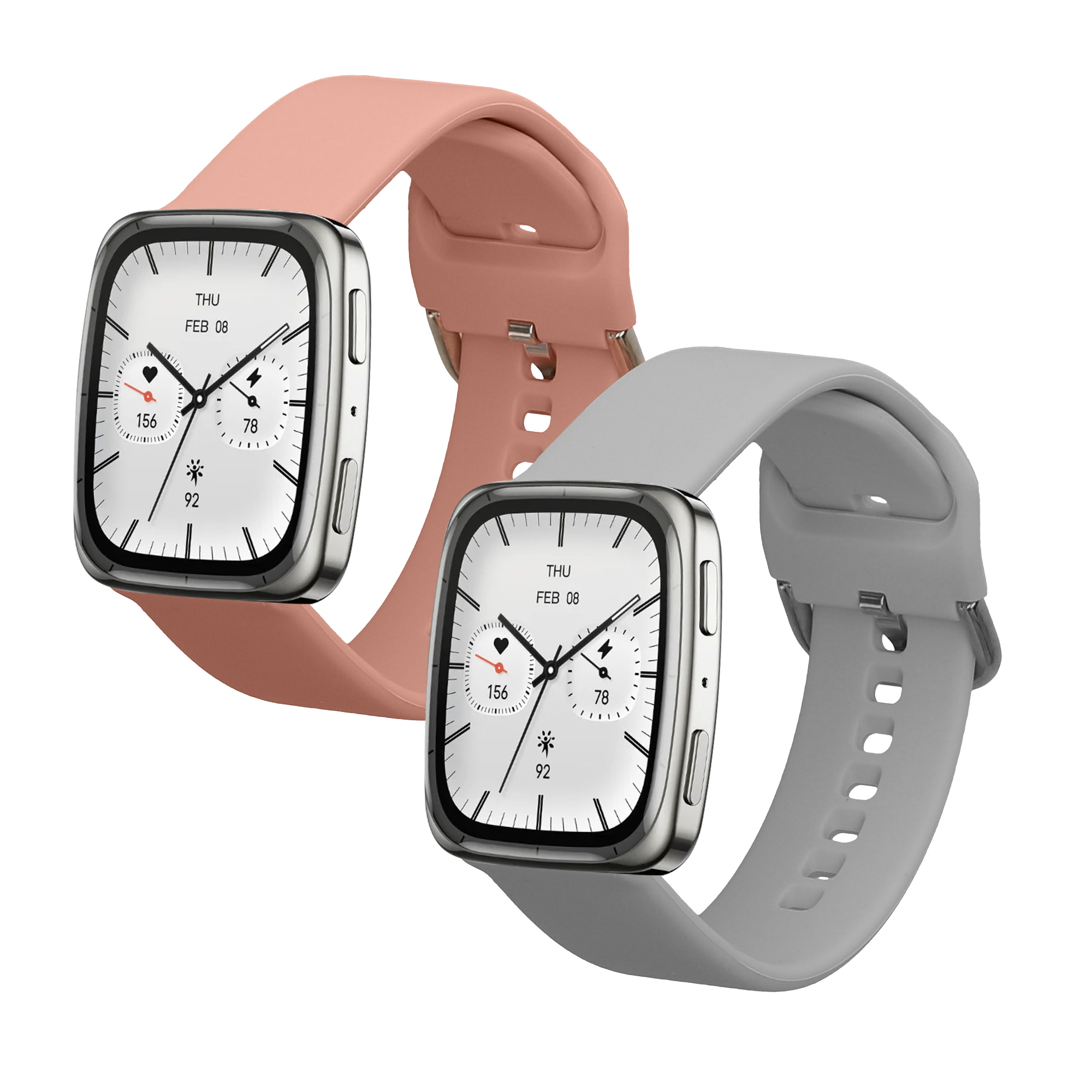 Řemínky pro Garmin 20mm Amazfit Active 2 Square / Amazfit Active 2 kwmobile silikonové - světle šedá / starorůžová
