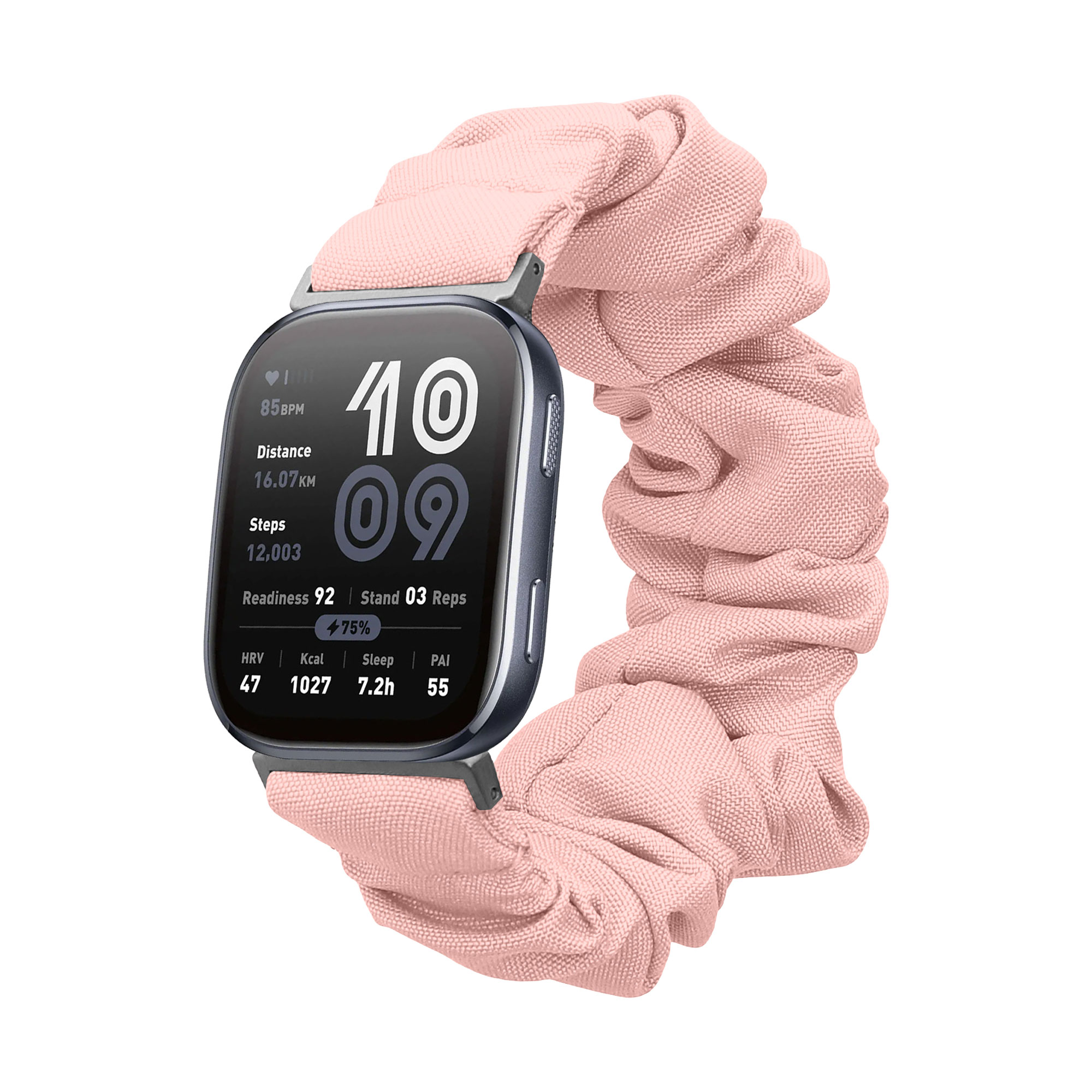 Řemínek na hodinky pro Amazfit Bip 6 kwmobile - starorůžová látkový řemínek na hodinky (scrunchie)
