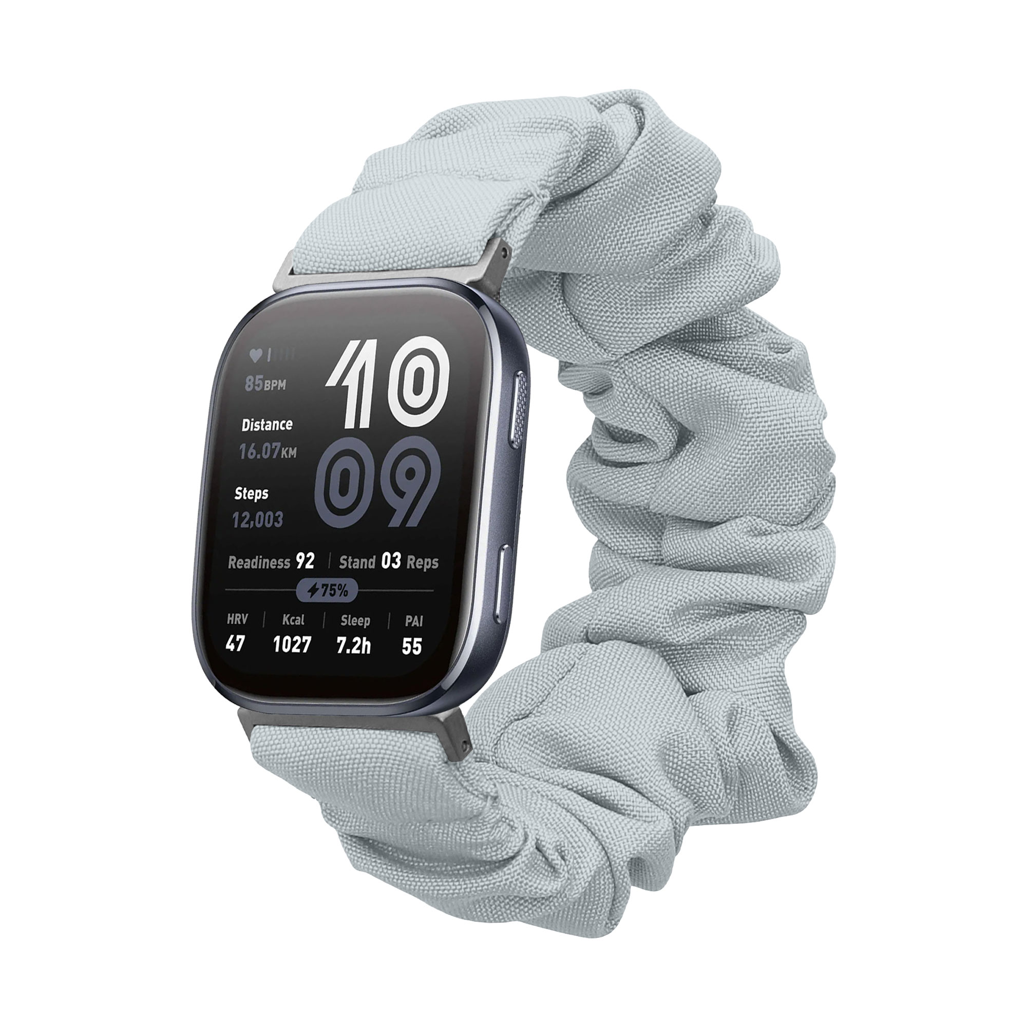 Řemínek na hodinky pro Amazfit Bip 6 kwmobile - světle modrá látkový řemínek na hodinky (scrunchie)