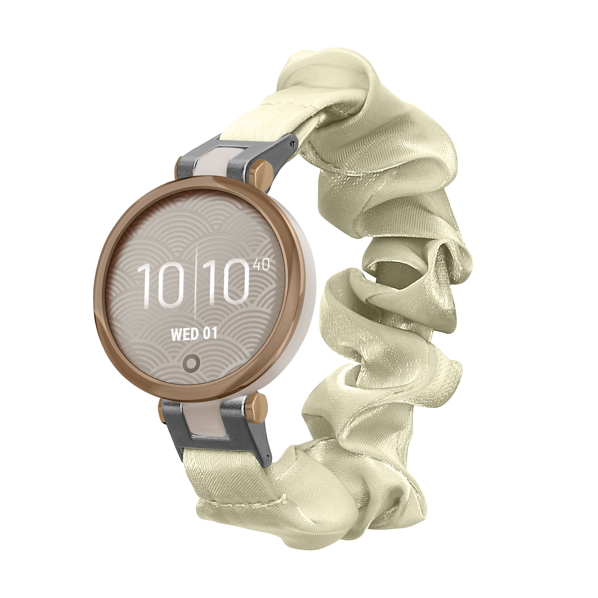 Řemínek na hodinky pro Garmin Lily Sport kwmobile - Pastel žlutá látkový řemínek na hodinky (scrunchie)