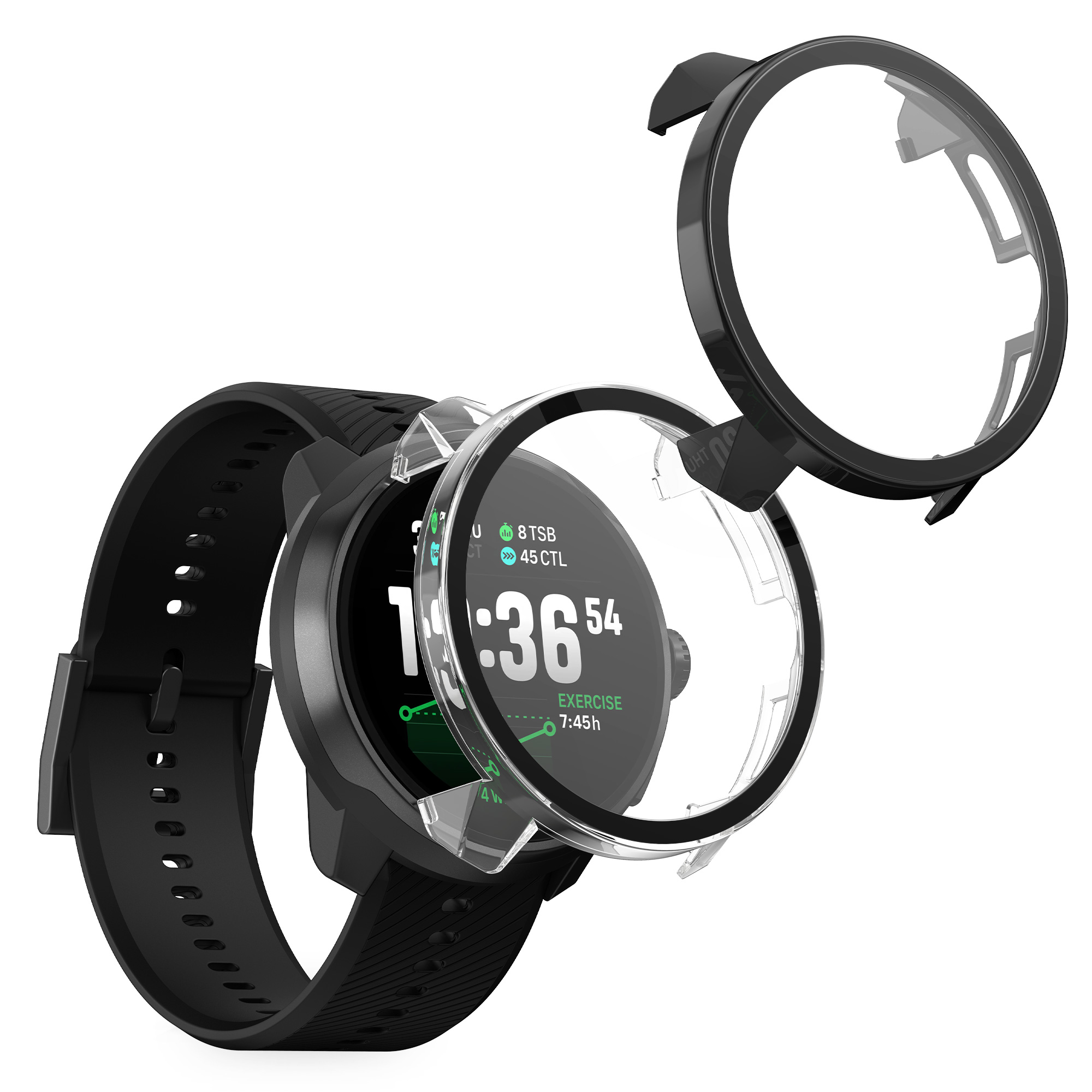 2x obal s ochranným sklem pro Suunto RACE 2 kwmobile - transparentní / černá