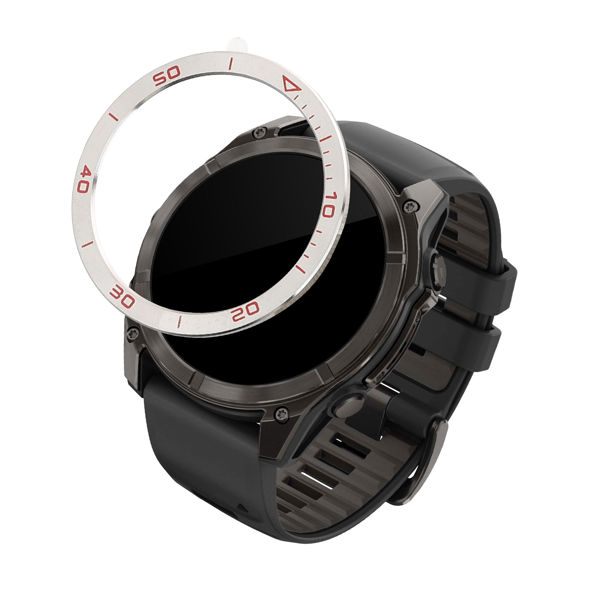 Ochranný rámeček pro Garmin Fenix 8 51mm AMOLED kwmobile hliníkové - stříbrná / červená
