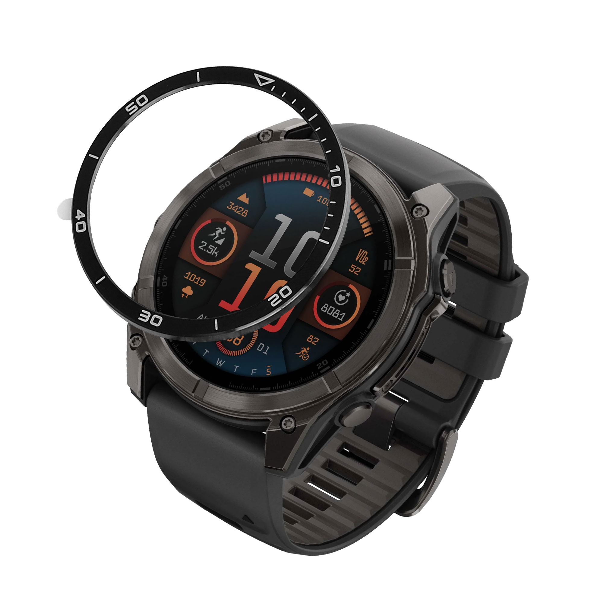 Ochranný rámeček pro Garmin Fenix 8 47mm AMOLED kwmobile hliníkové - černá / bílá