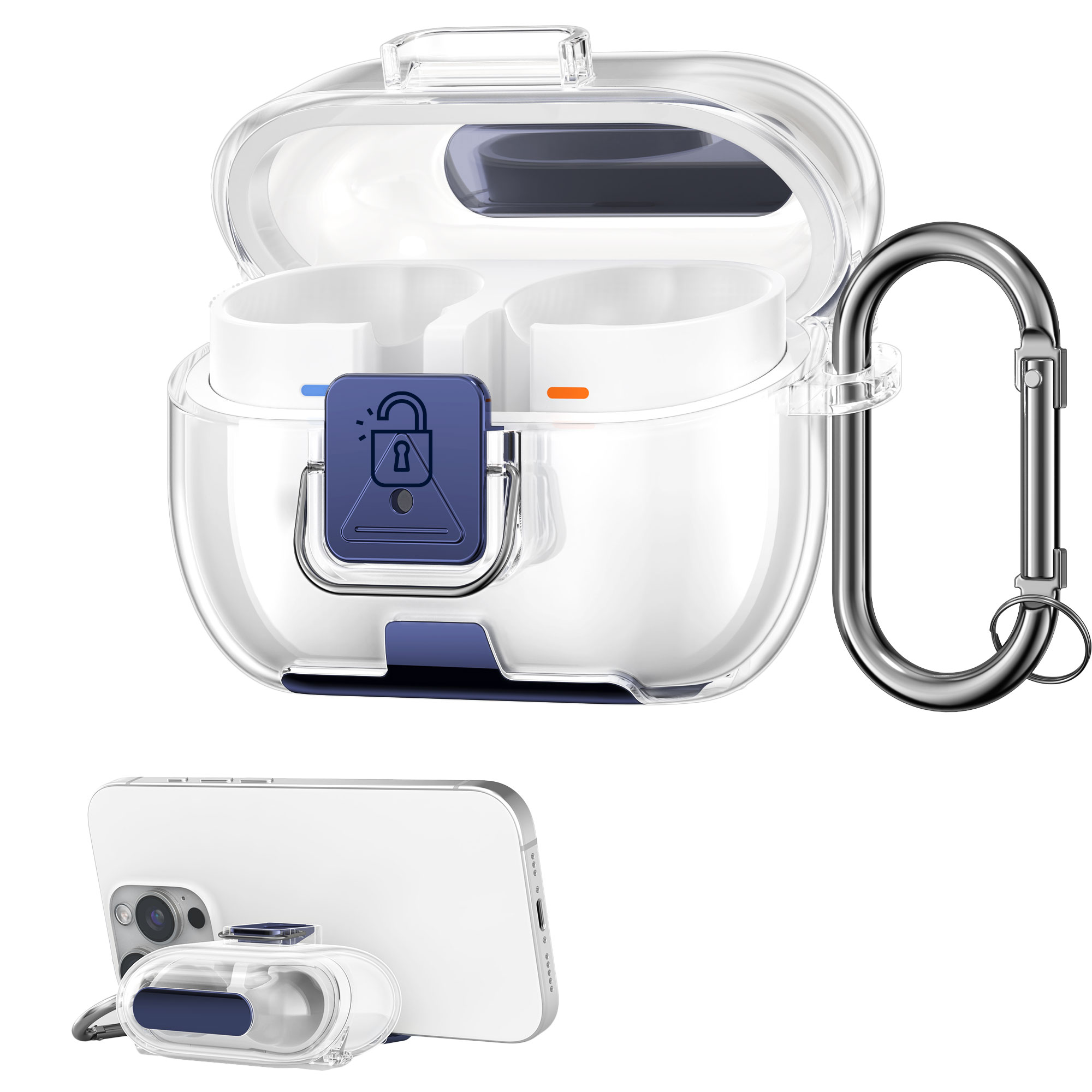 Čiré pouzdro na sluchátka pro Samsung Galaxy Buds 3 / Galaxy Buds 3 Pro kwmobile se stojánkem TPU - transparentní