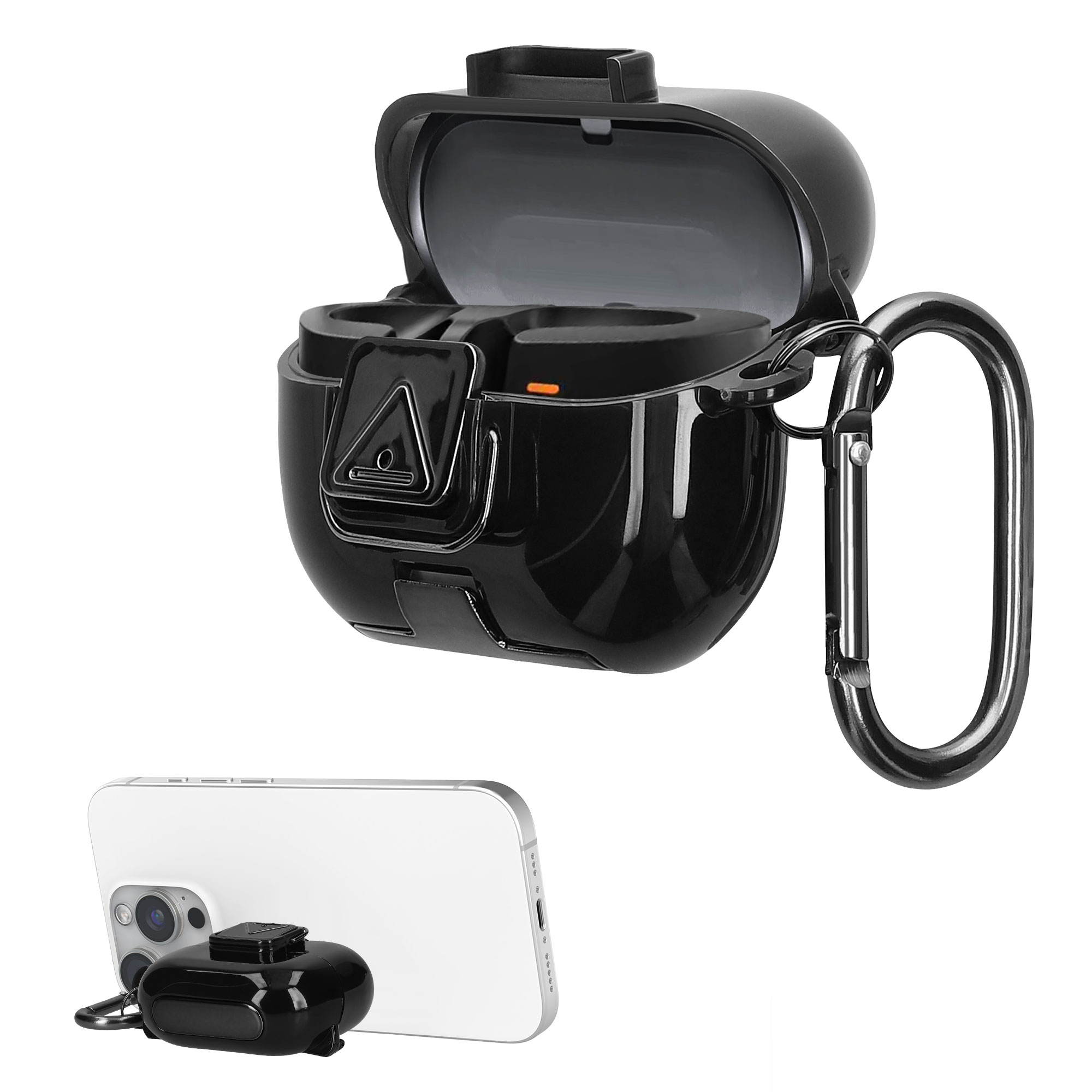 Čiré pouzdro na sluchátka pro Samsung Galaxy Buds 3 / Galaxy Buds 3 Pro kwmobile se stojánkem TPU - černá
