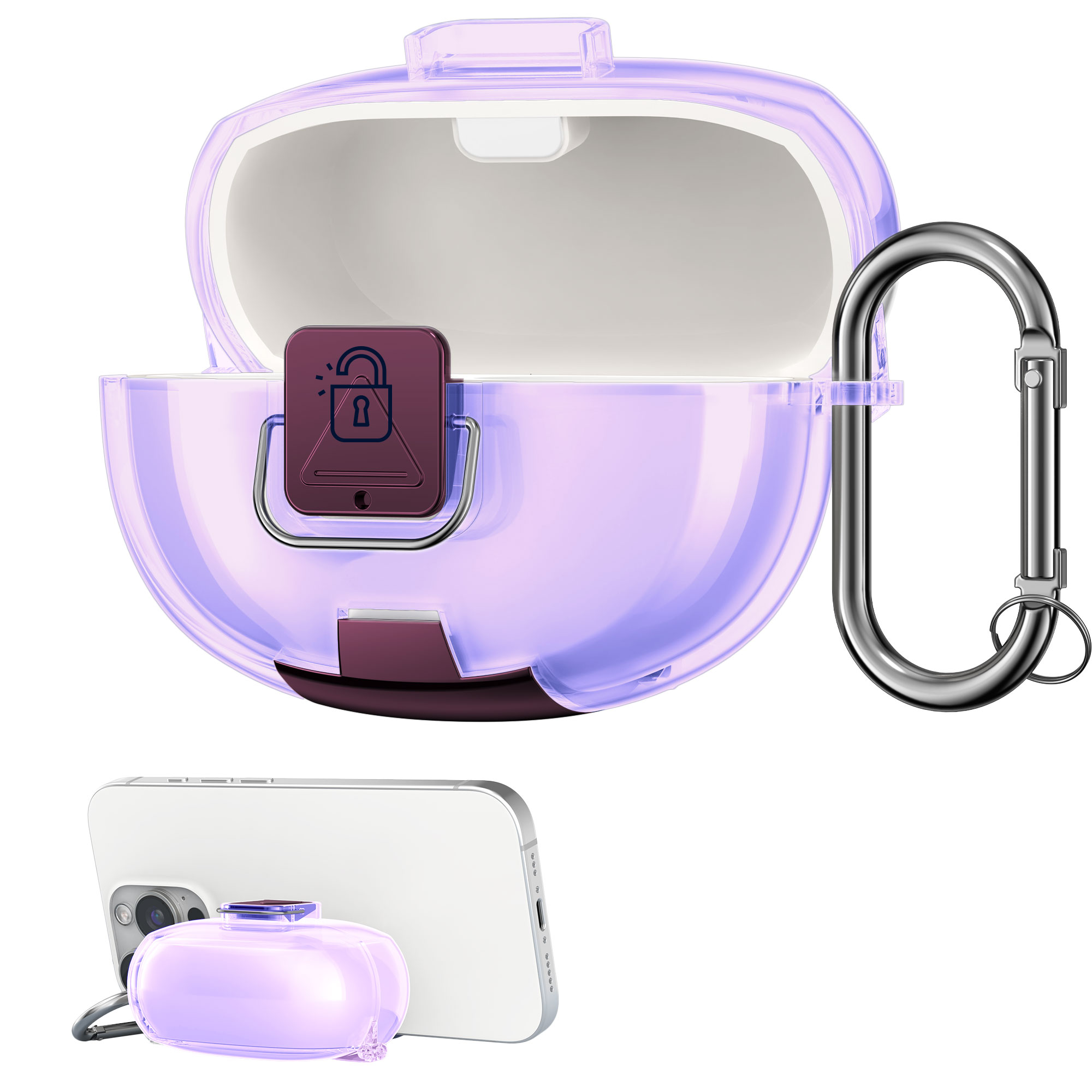 Čiré pouzdro na sluchátka pro Bose Ultra Open Earbuds kwmobile se stojánkem TPU - fialová / transparentní
