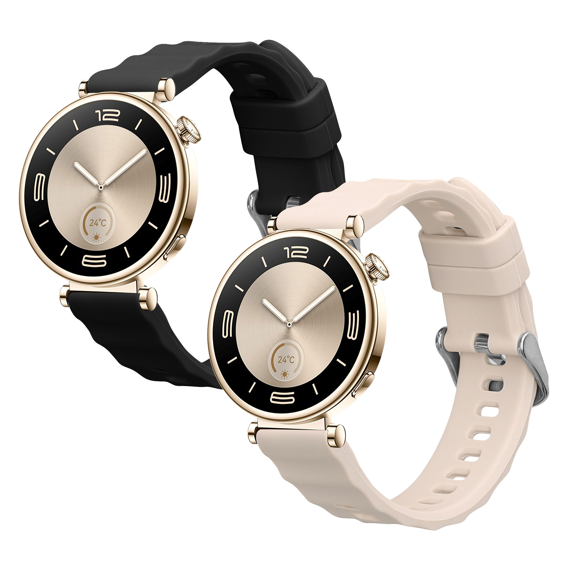 Řemínky pro Huawei Watch GT6 41mm / GT5 Pro 42mm / GT5 41mm / GT4 41mm kwmobile silikonové - černá / béžová