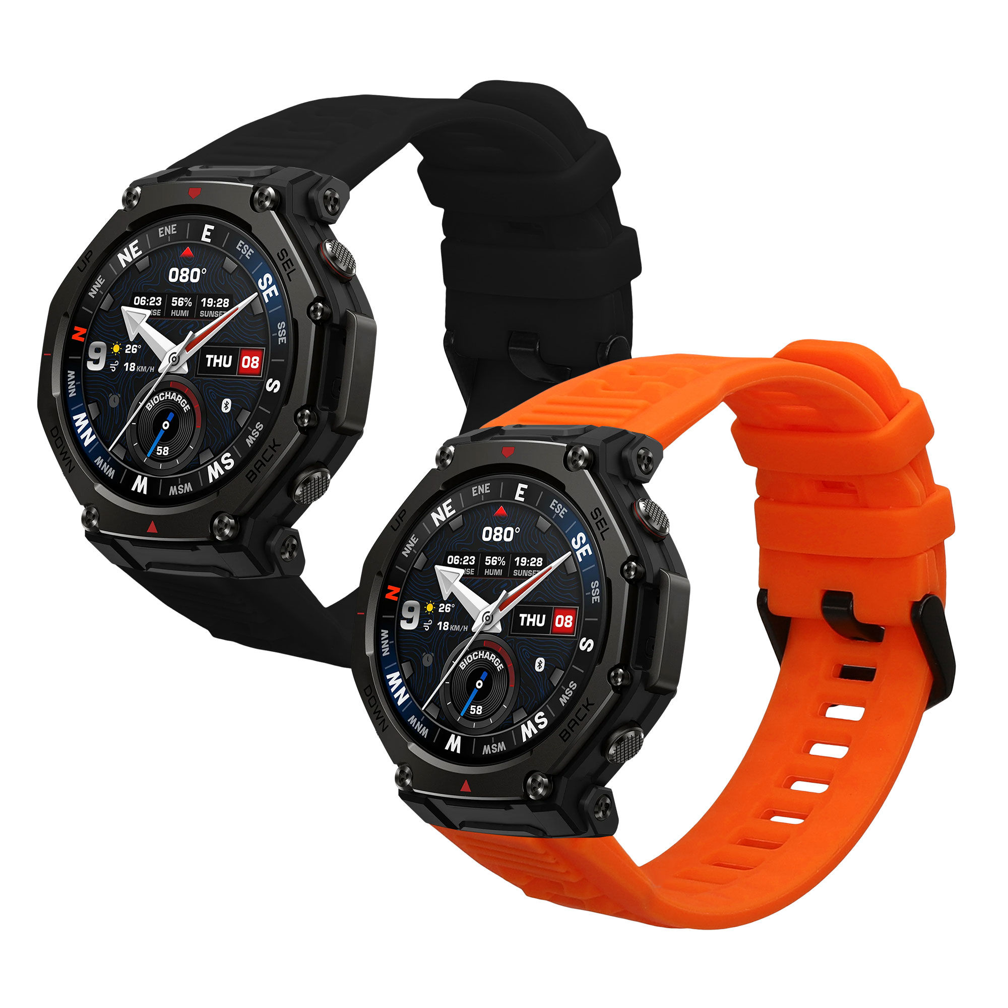 Řemínky pro Amazfit T-Rex3 Pro 48mm kwmobile silikonové - černá / oranžová