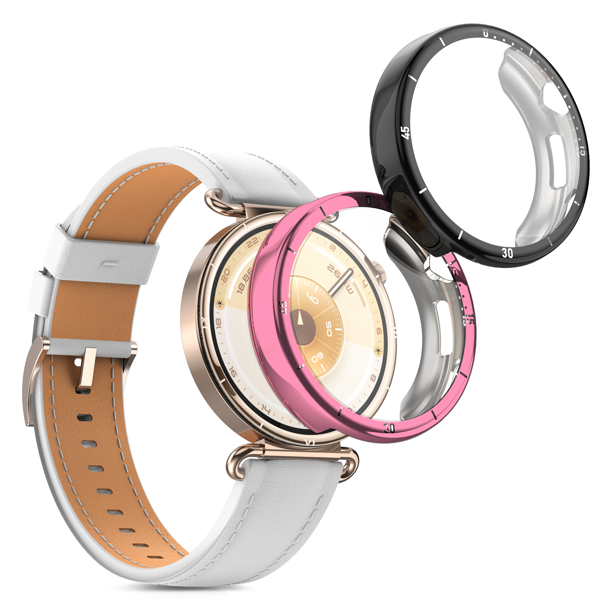 2x obal s ochranným sklem pro Huawei Watch GT6 41mm kwmobile silikonové - černá / růžová
