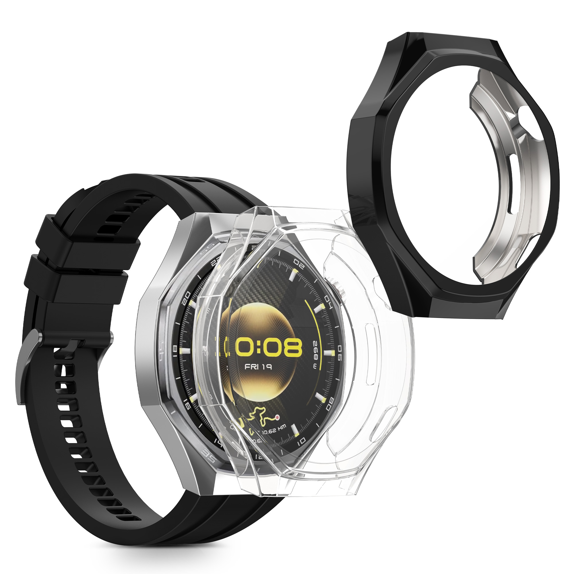 2x obal s ochranným sklem pro Huawei Watch GT6 Pro 46mm kwmobile silikonové - černá / transparentní