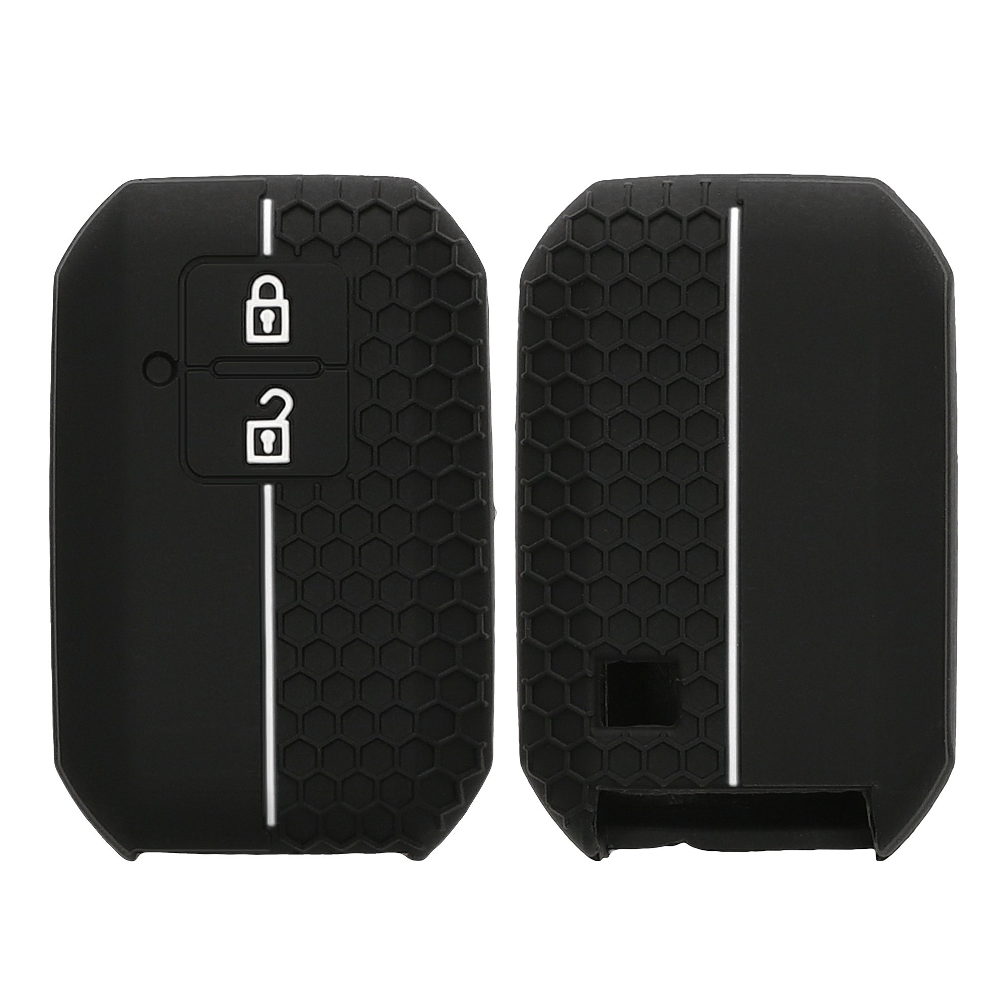 Obal na klíč od auta pro Suzuki klíč se 2 tlačítky a funkcí Keyless Go kwmobile - černá / bílá