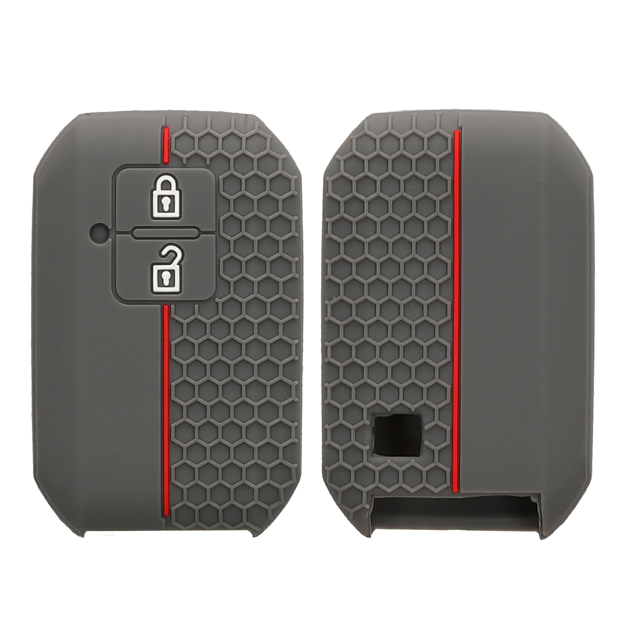 Obal na klíč od auta pro Suzuki klíč se 2 tlačítky a funkcí Keyless Go kwmobile - šedá / červená