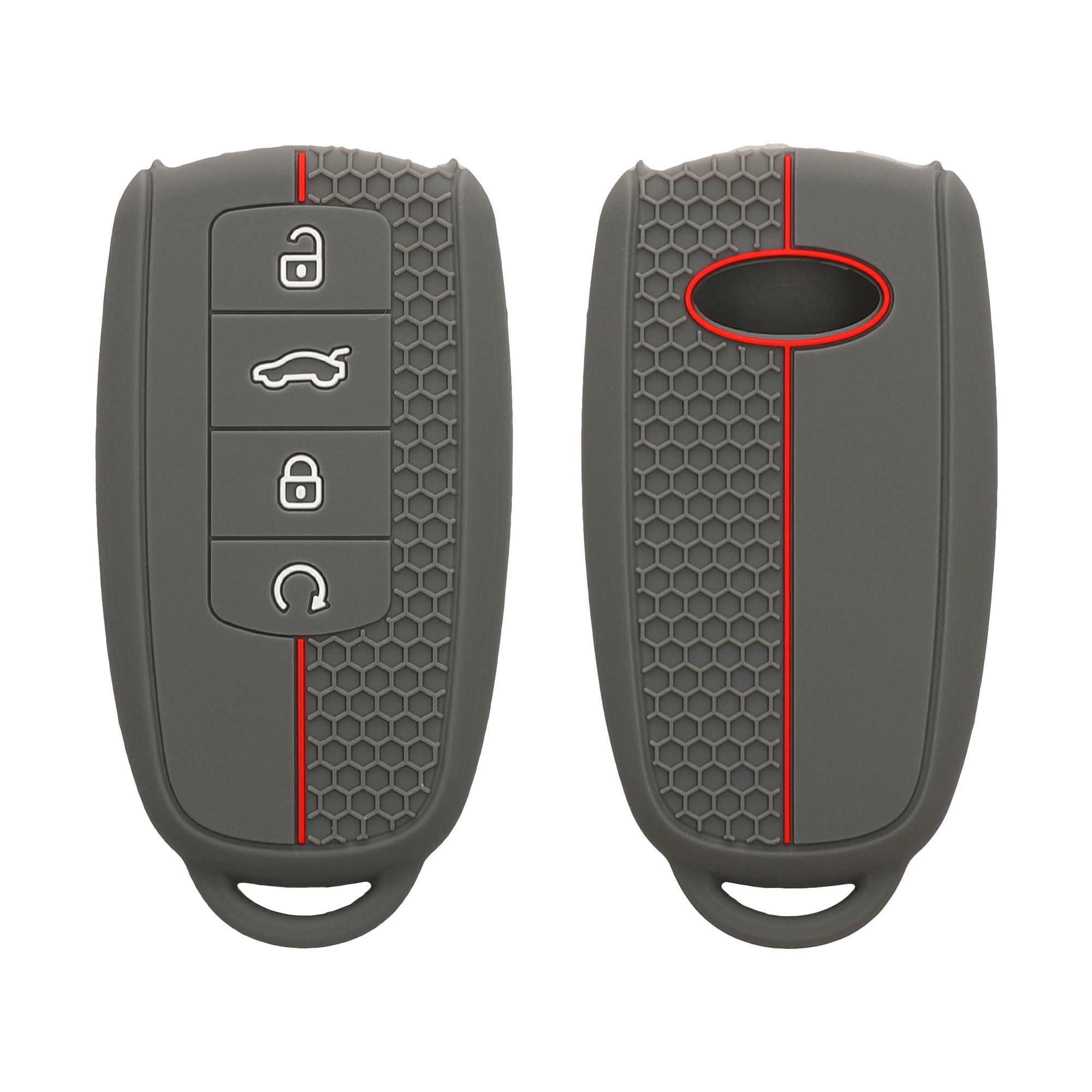 Obal na klíč od auta pro Chery Omoda C5 / Jaecoo 7 / Tiggo 7 Pro 8 Pro / Arrizo 5 kwmobile - šedá / červená