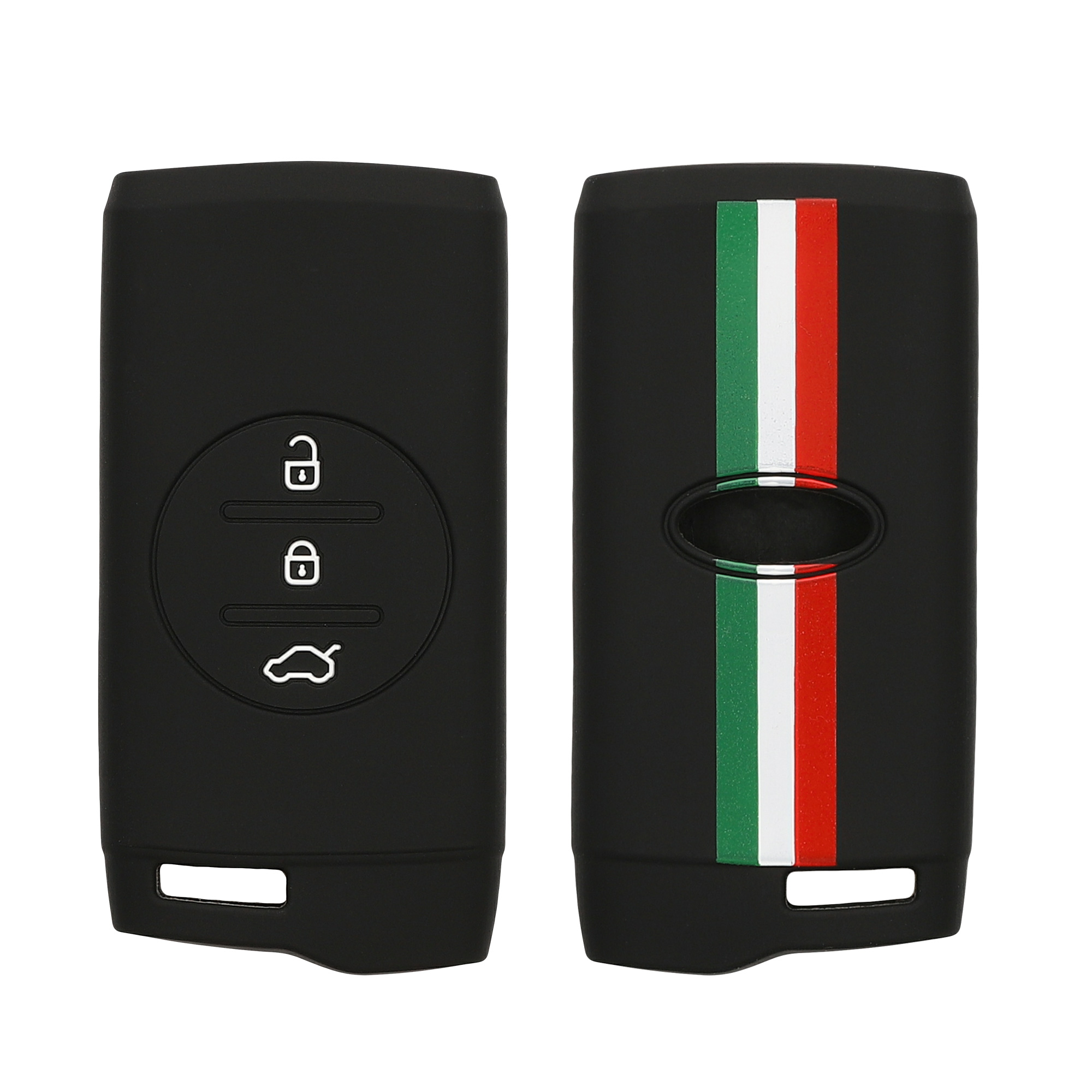 Obal na klíč od auta pro Fiat 600 600e Hybrid Grande Panda Doblo K9 III kwmobile - zelená / červená / černá