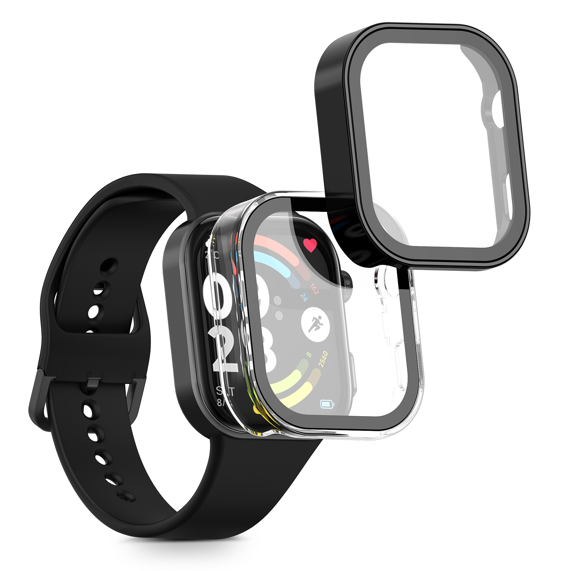 2x obal s ochranným sklem pro Xiaomi Redmi Watch 6 kwmobile - transparentní / černá