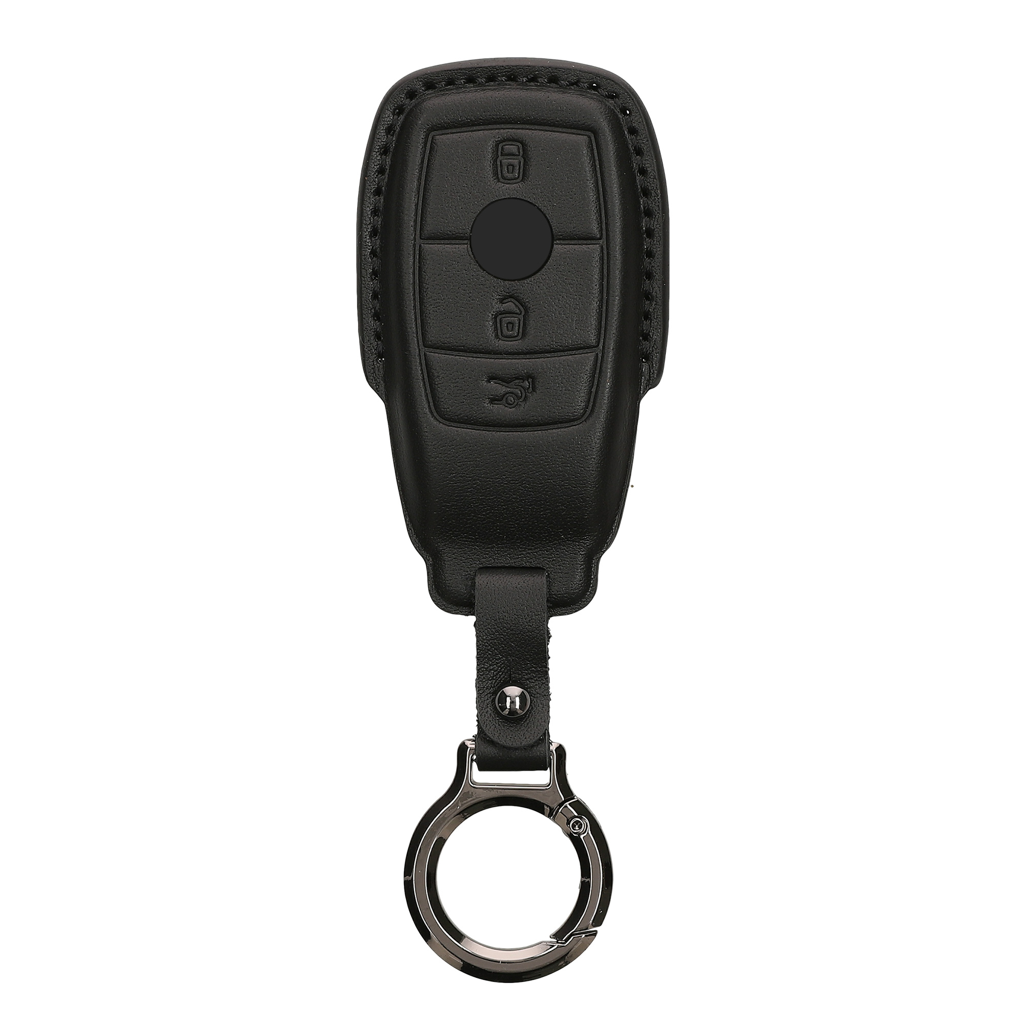 Obal na klíč od auta pro Mercedes-Benz chytrý klíč klíč od auta (only Keyless) kwmobile s kroužkem z pravé kůže - černá