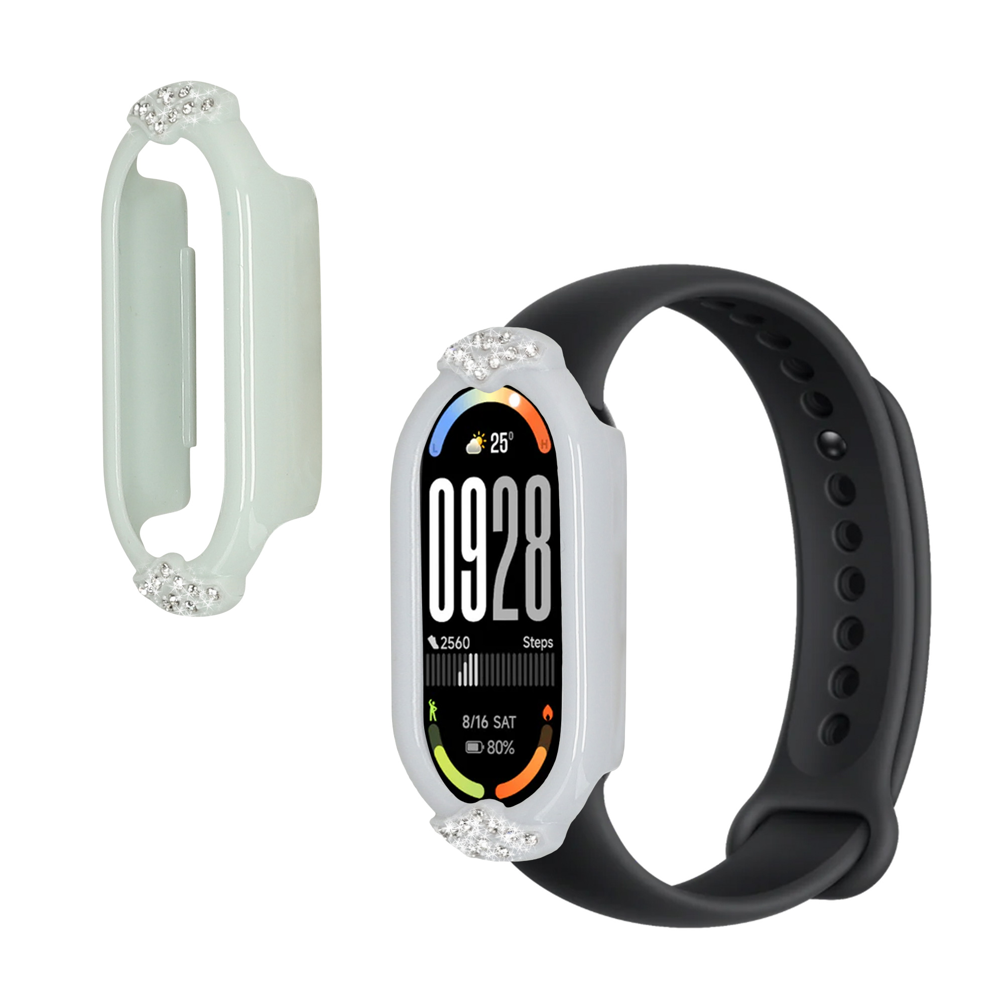 Ochranné rámečky s třpytkami pro Xiaomi Mi Band 10 / Mi Band 9 / 8 kwmobile sada 2 ks - pastelově zelená / světle modrá