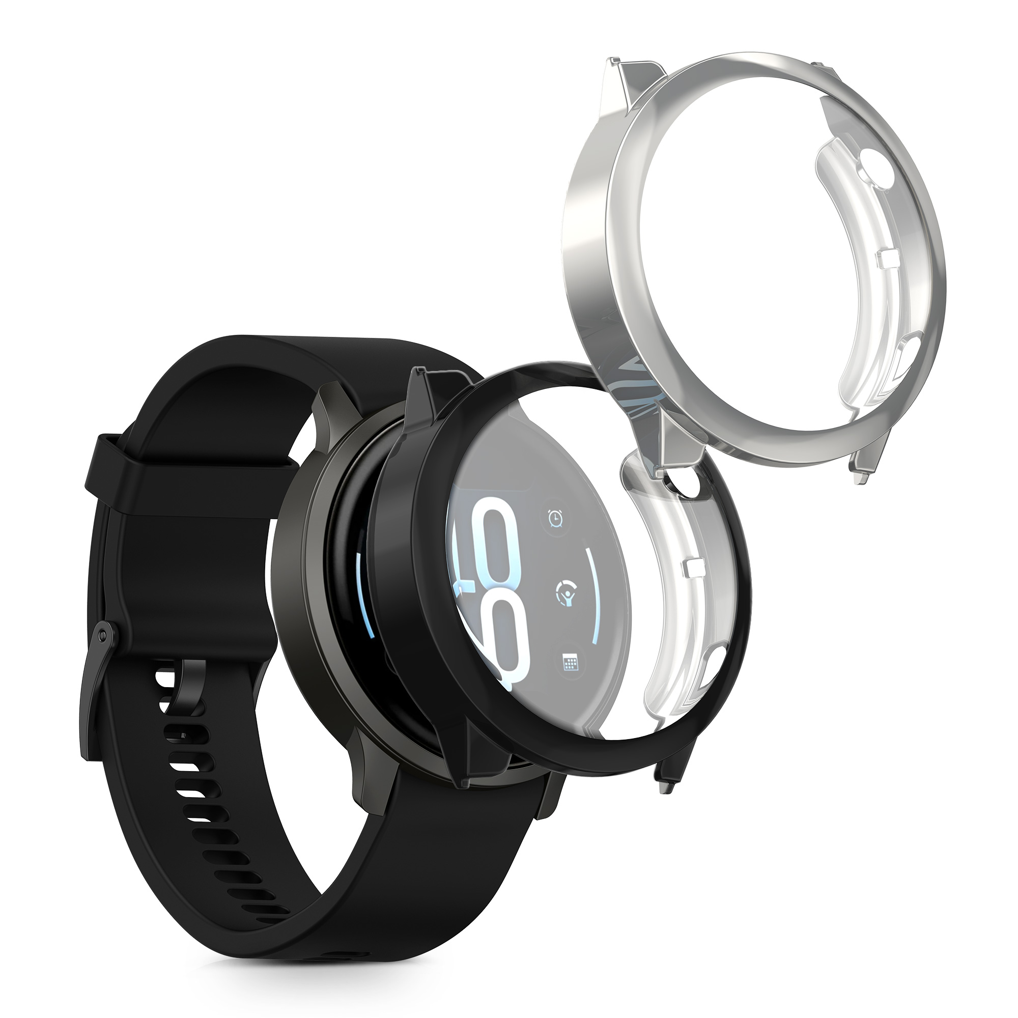 2 ks Ochranný kryt kwmobile pro Garmin Venu 4 45mm - černá / stříbrná