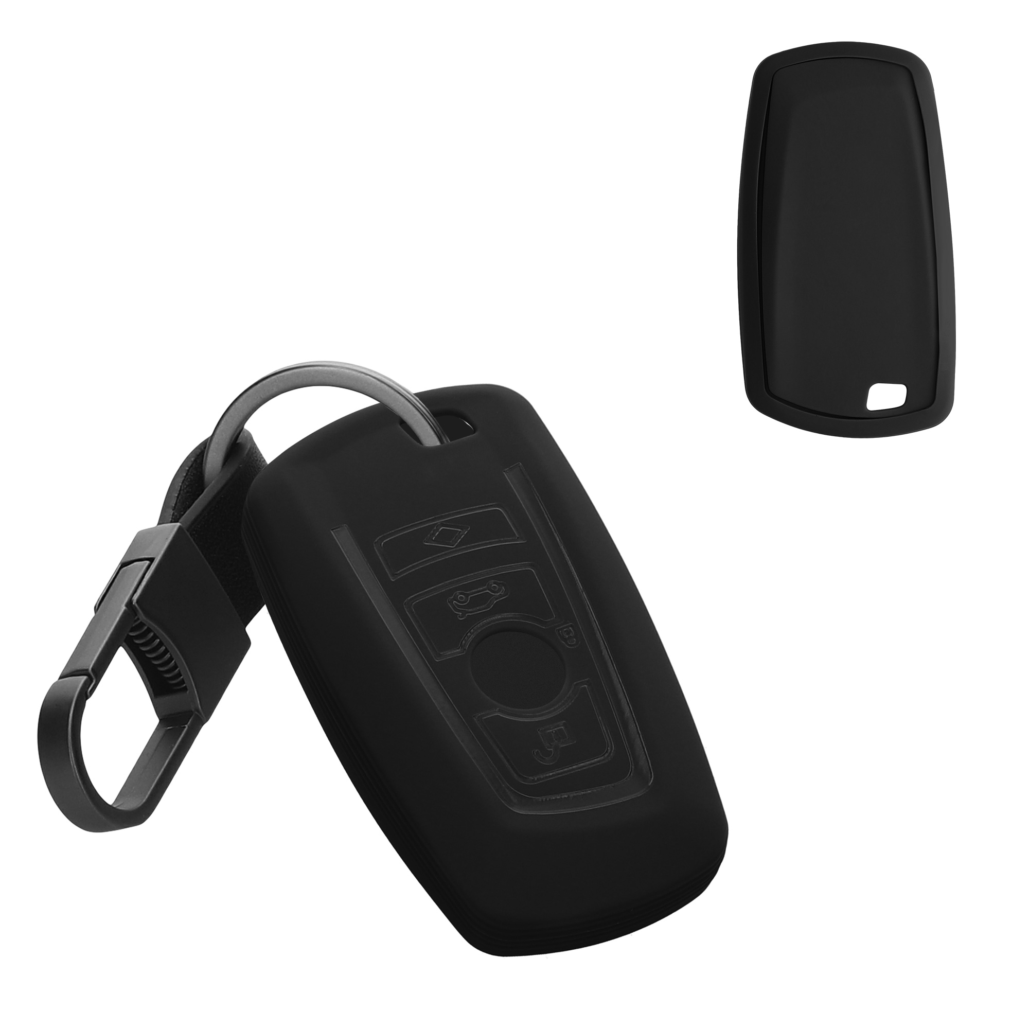 Obal na klíč od auta pro BMW klíč s dálkovým ovládáním a 3 tlačítky (pouze Keyless Go) kwmobile s kroužkem TPU - černé pouzdro na klíč