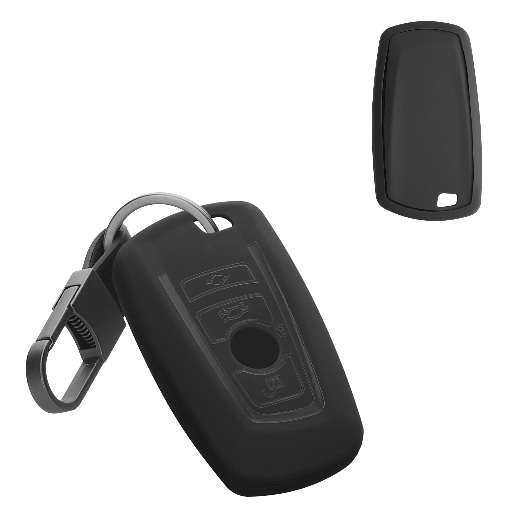 Obal na klíč od auta pro BMW klíč s dálkovým ovládáním a 3 tlačítky (pouze Keyless Go) kwmobile s kroužkem TPU - šedé pouzdro na klíč