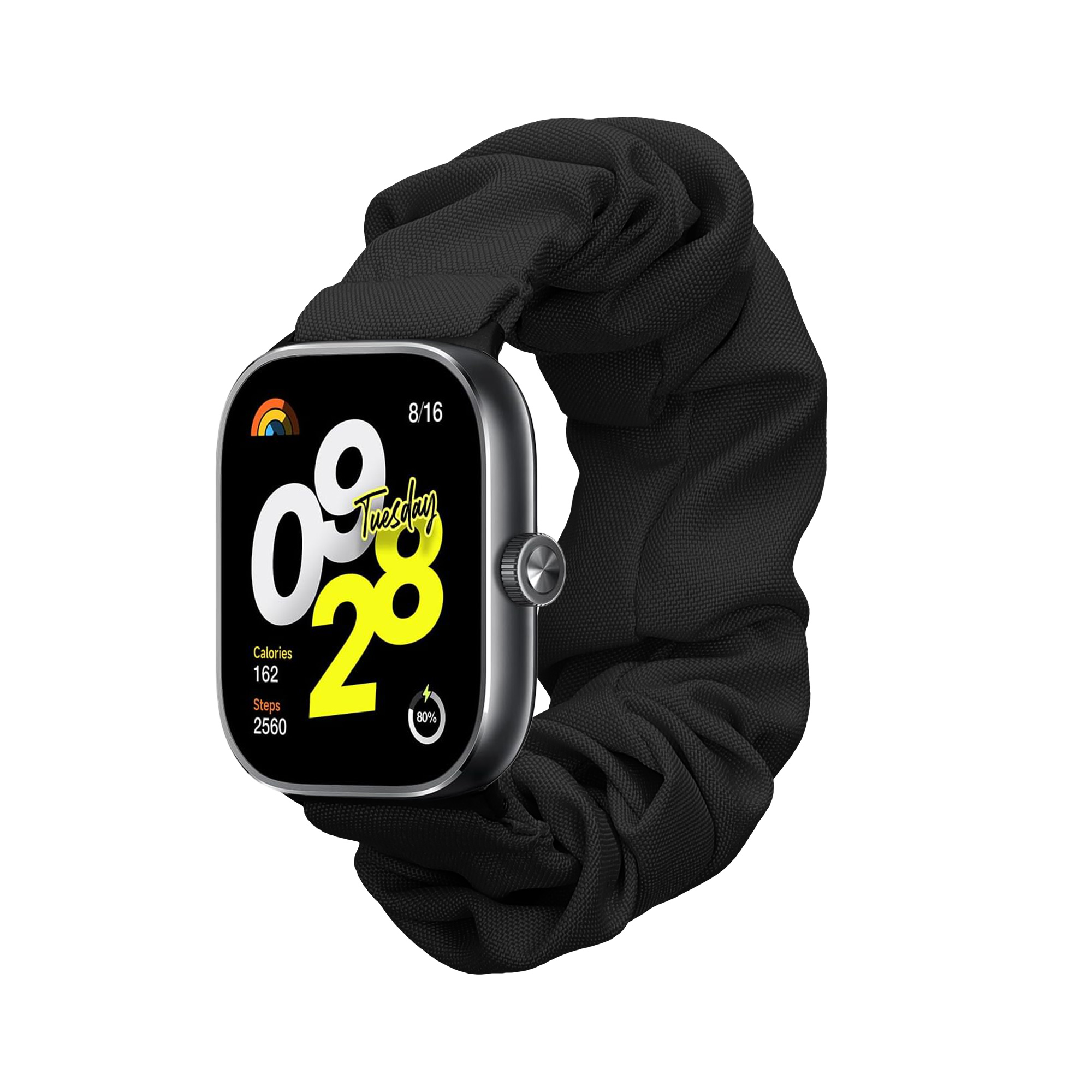 Řemínek na hodinky pro Xiaomi Redmi Watch 5 & 4 / Smart Band 8 Pro / Smart Band 9 Pro kwmobile - černá látkový řemínek na hodinky (scrunchie)