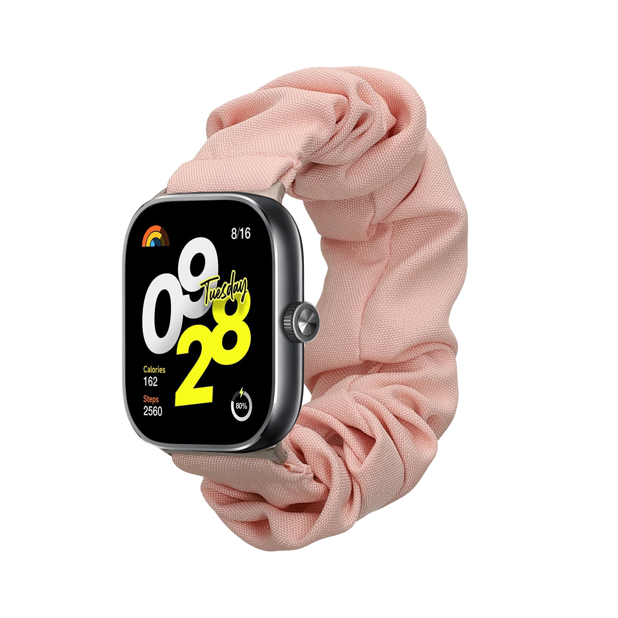 Řemínek na hodinky pro Xiaomi Redmi Watch 5 & 4 / Smart Band 8 Pro / Smart Band 9 Pro kwmobile - starorůžová látkový řemínek na hodinky (scrunchie)