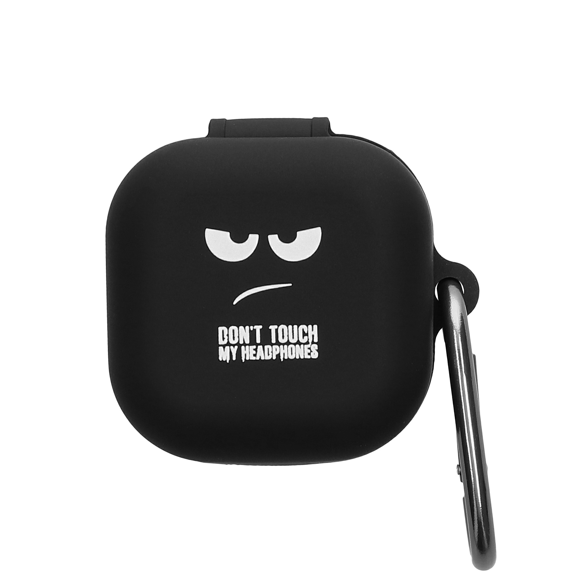 Designový obal pro Samsung Galaxy Buds 4 / Galaxy Buds 4 Pro kwmobile s karabinou silikonové - bílá / černá / černá