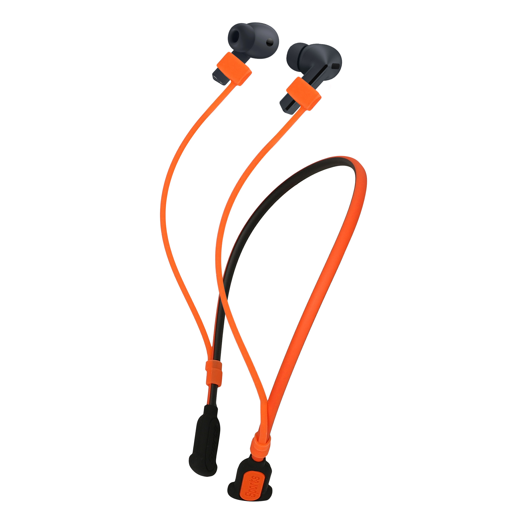Silikonové poutko na krk pro Samsung Galaxy Buds 3 FE / Galaxy Buds 3 3 Pro kwmobile s popruhem na krk - oranžová / černá