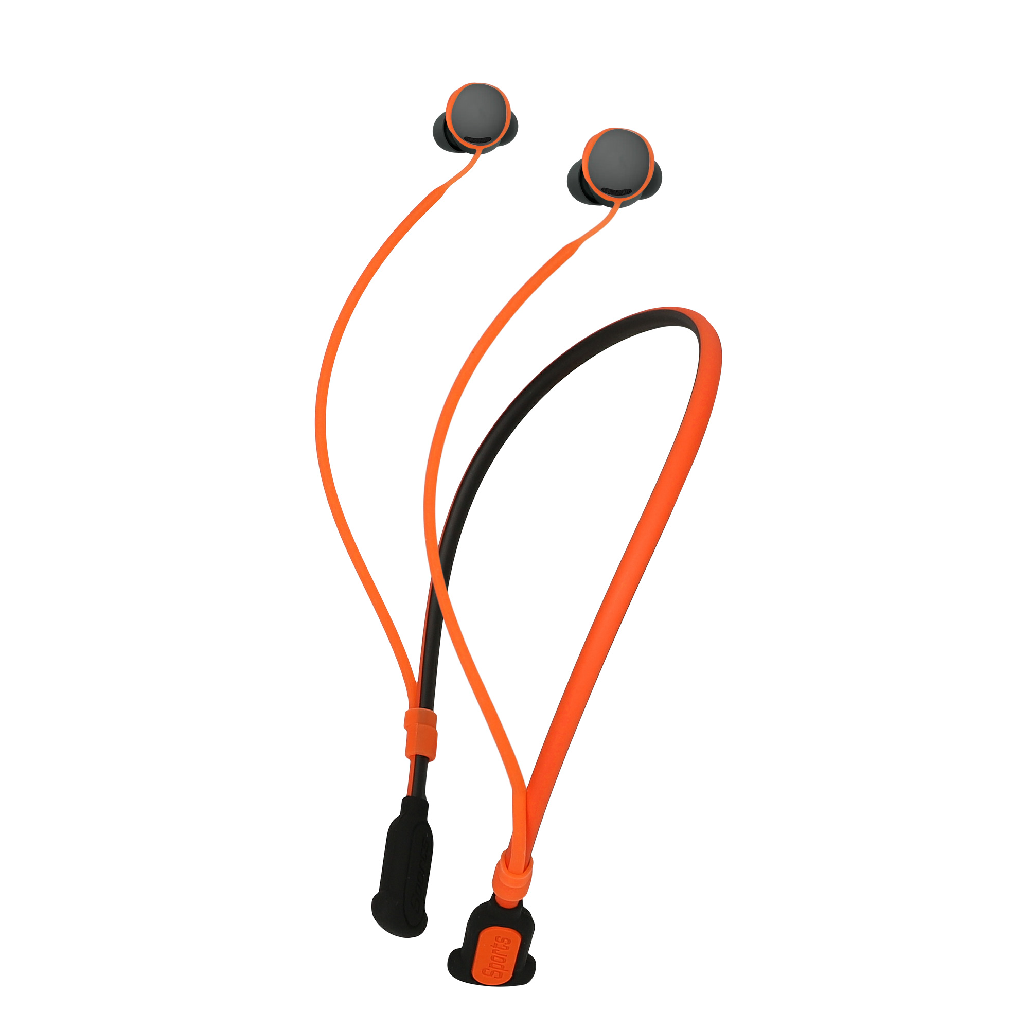 Silikonové poutko na krk pro Google Pixel Buds 2A / Pixel Buds Pro 2 kwmobile s popruhem na krk - oranžová / černá
