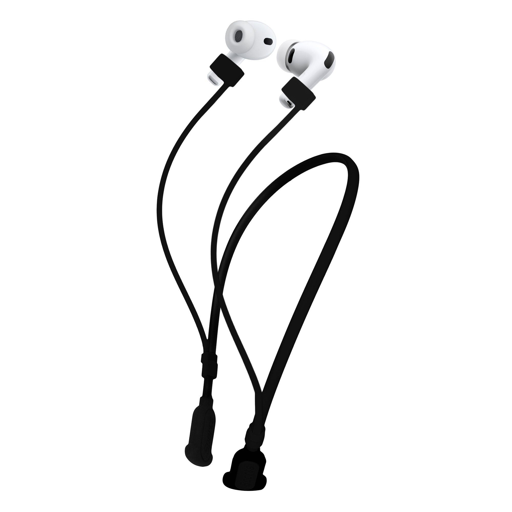 Silikonové poutko na krk pro Apple Airpods 3 / 4 / Pro 1 / Pro 2 / Airpods Pro 3 kwmobile s popruhem na krk - matná černá