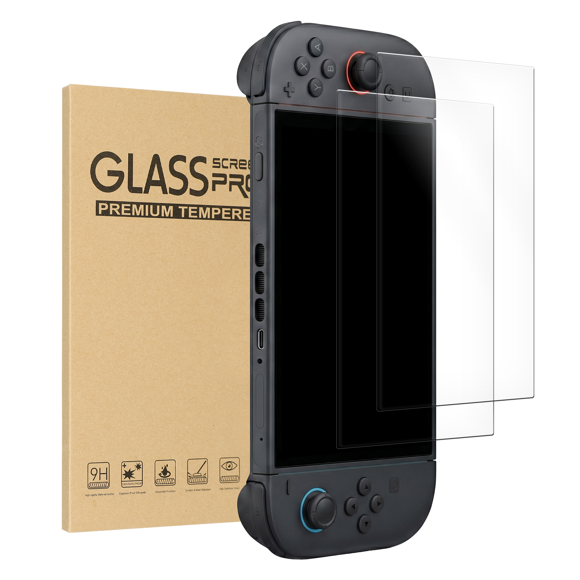 2x Ochranná skla na displej pro Nintendo Switch 2 (2025) kwmobile - ochranná fólie odolná proti poškrábání