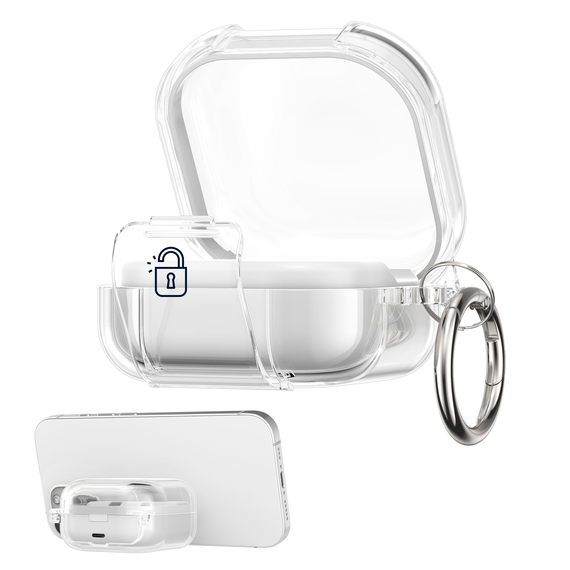 Čiré pouzdro na sluchátka pro Samsung Galaxy Buds 4 / Galaxy Buds 4 Pro kwmobile se stojánkem TPU - transparentní