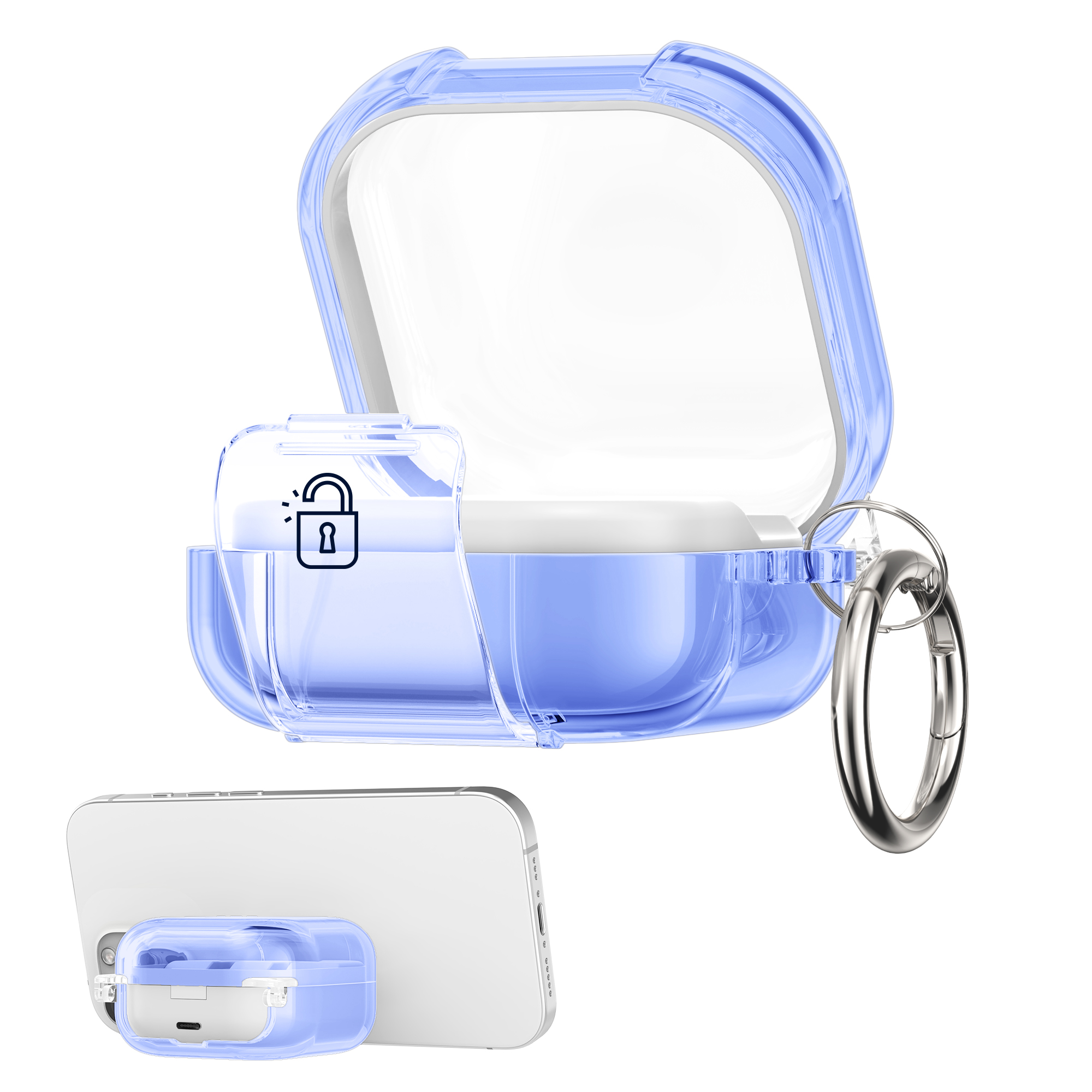 Čiré pouzdro na sluchátka pro Samsung Galaxy Buds 4 / Galaxy Buds 4 Pro kwmobile se stojánkem TPU - modrá