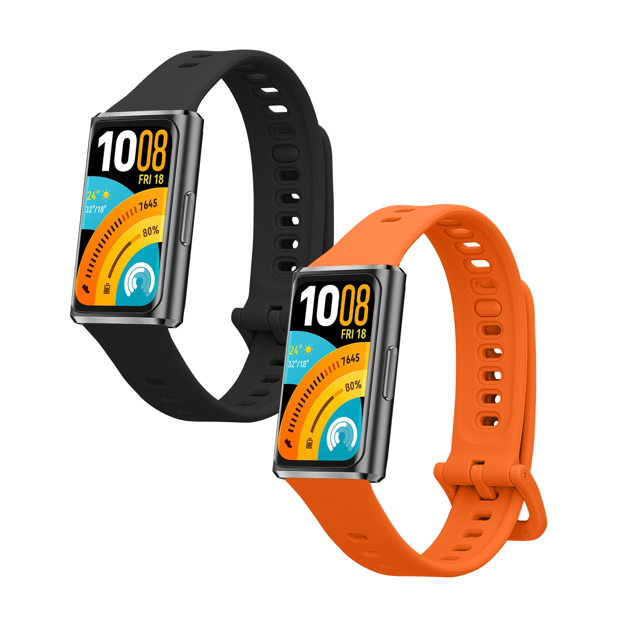 Silikonové řemínky pro Huawei Band 11 / Band 11 Pro, 2 ks kwmobile ‑ černá / oranžová