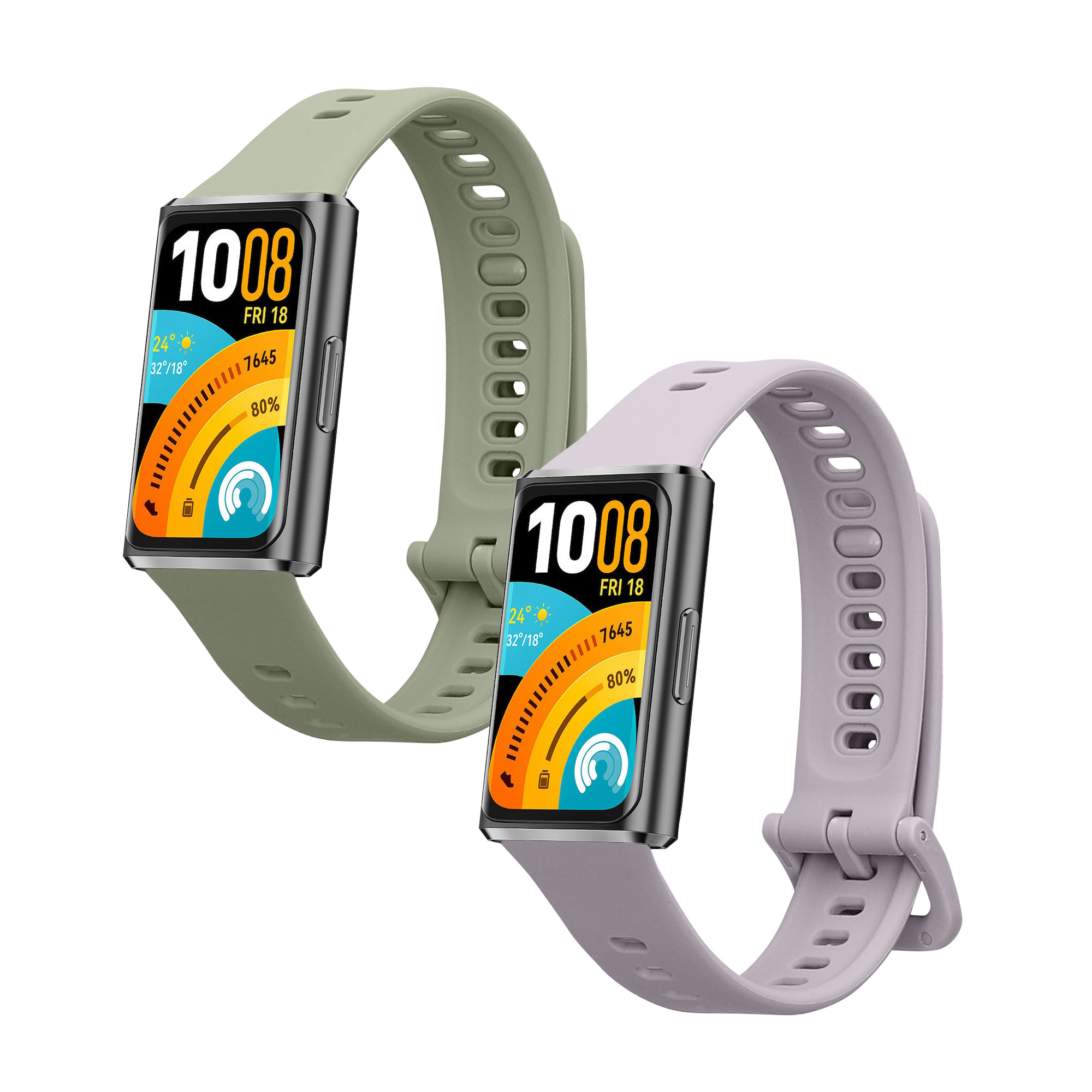 Řemínky pro Huawei Band 11 / Band 11 Pro kwmobile silikonové - levandulová / pastelově zelená