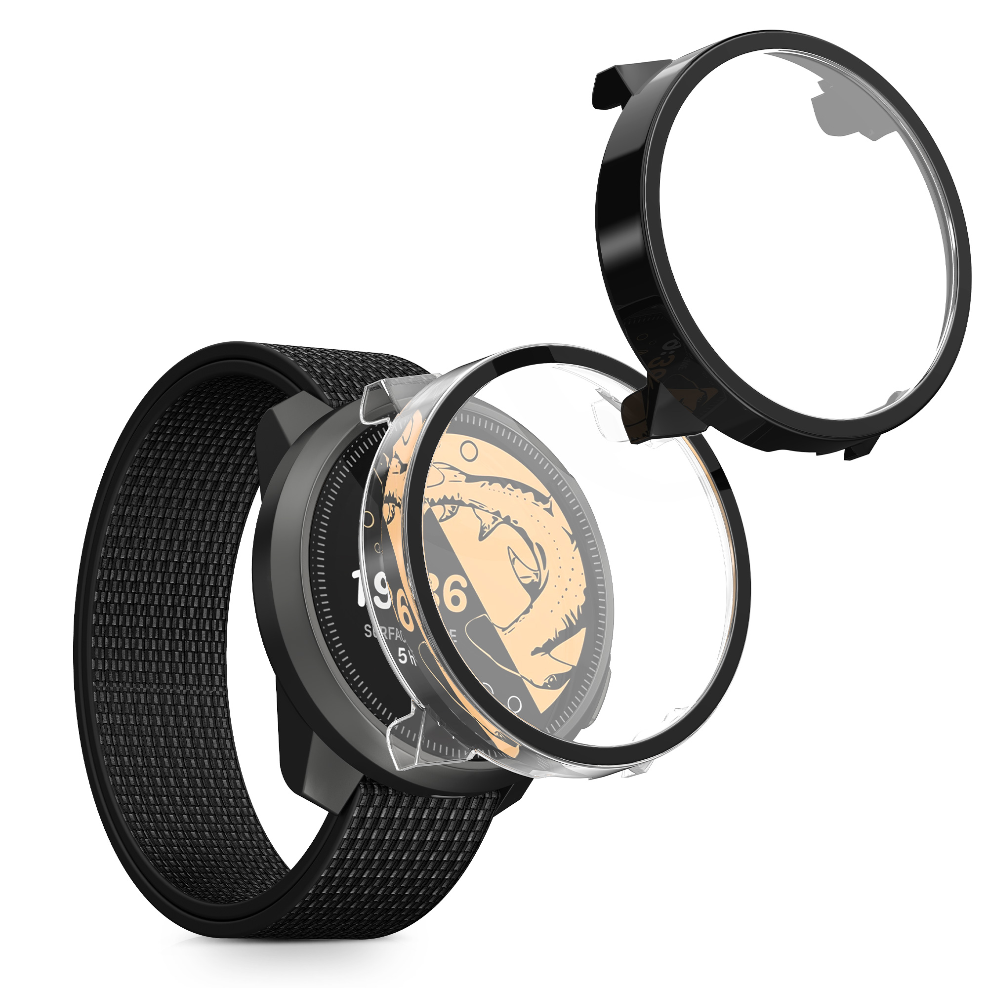 2x obal s ochranným sklem pro Suunto Nautic S kwmobile - černá / transparentní