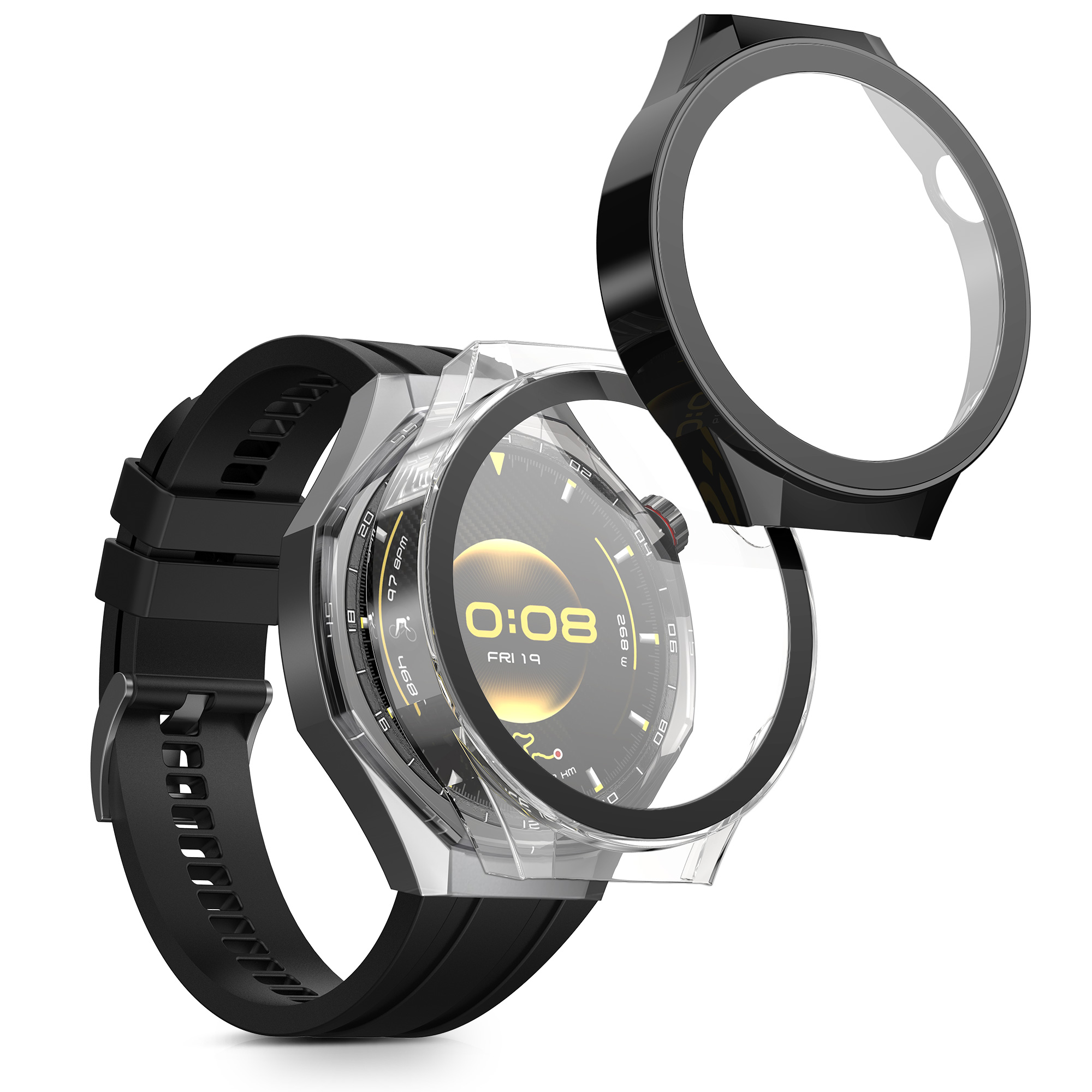 2x obal s ochranným sklem pro Huawei Watch GT6 Pro 46mm kwmobile - černá / transparentní