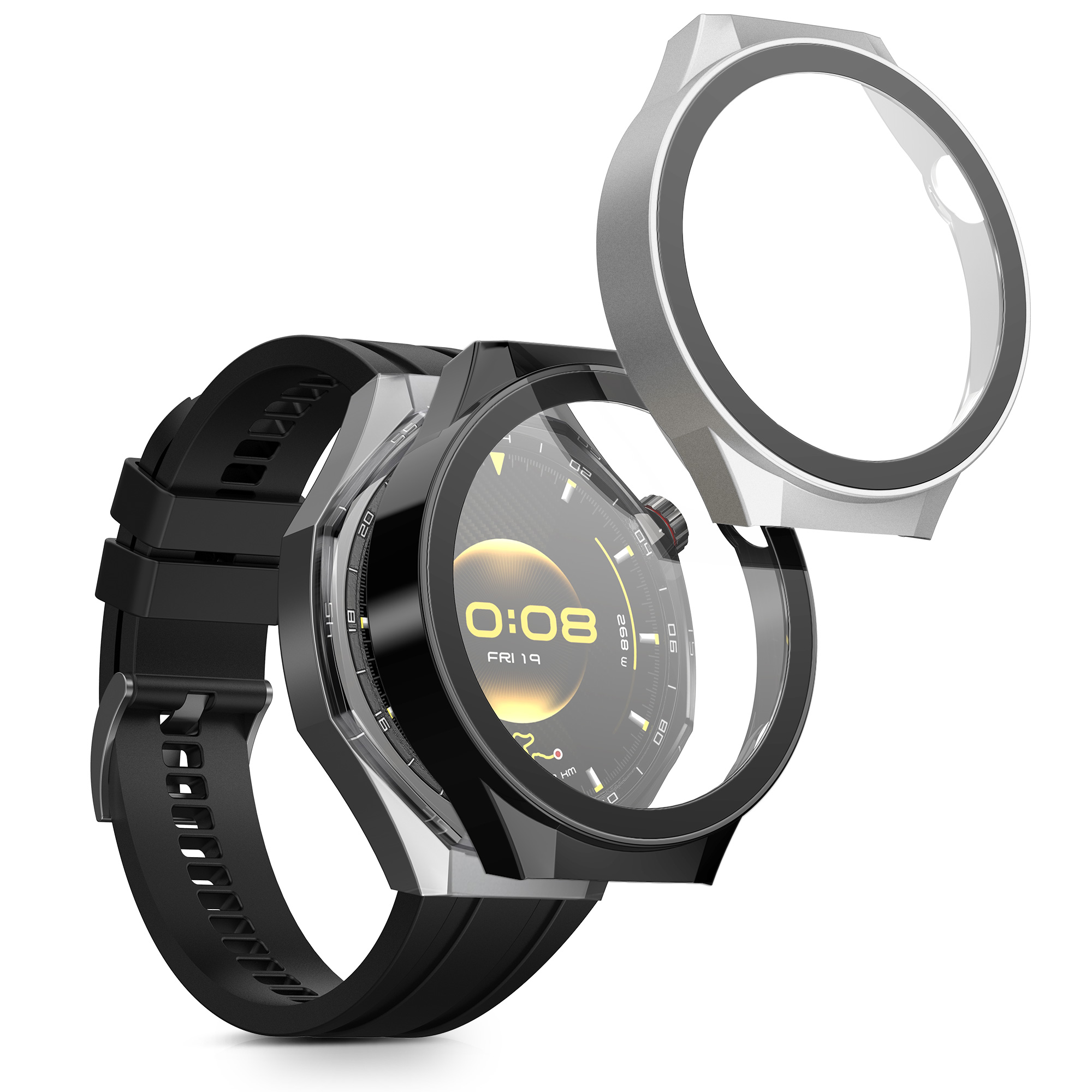 2x obal s ochranným sklem pro Huawei Watch GT6 Pro 46mm kwmobile - černá / stříbrná