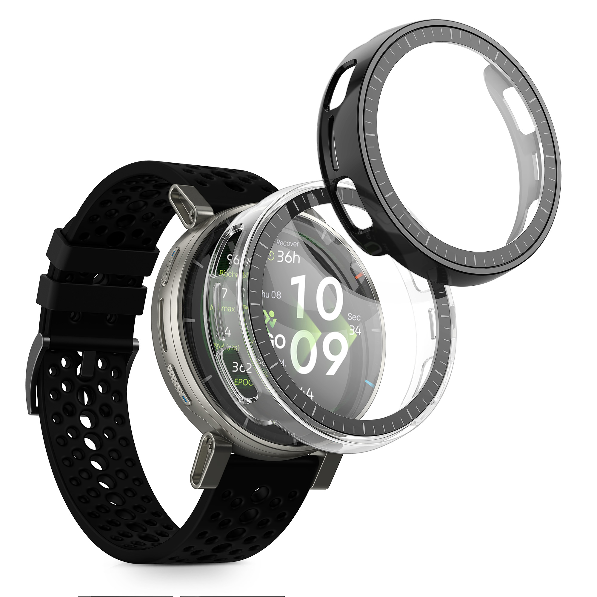 2x obal s ochranným sklem pro Amazfit Active3 Premium kwmobile - černá / transparentní