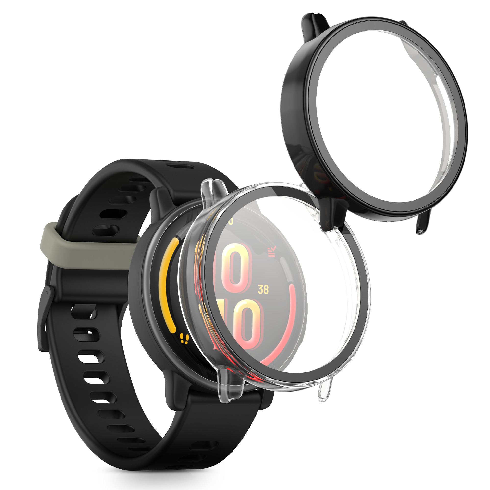 2x obal s ochranným sklem pro Garmin Bounce 2 kwmobile - černá / transparentní