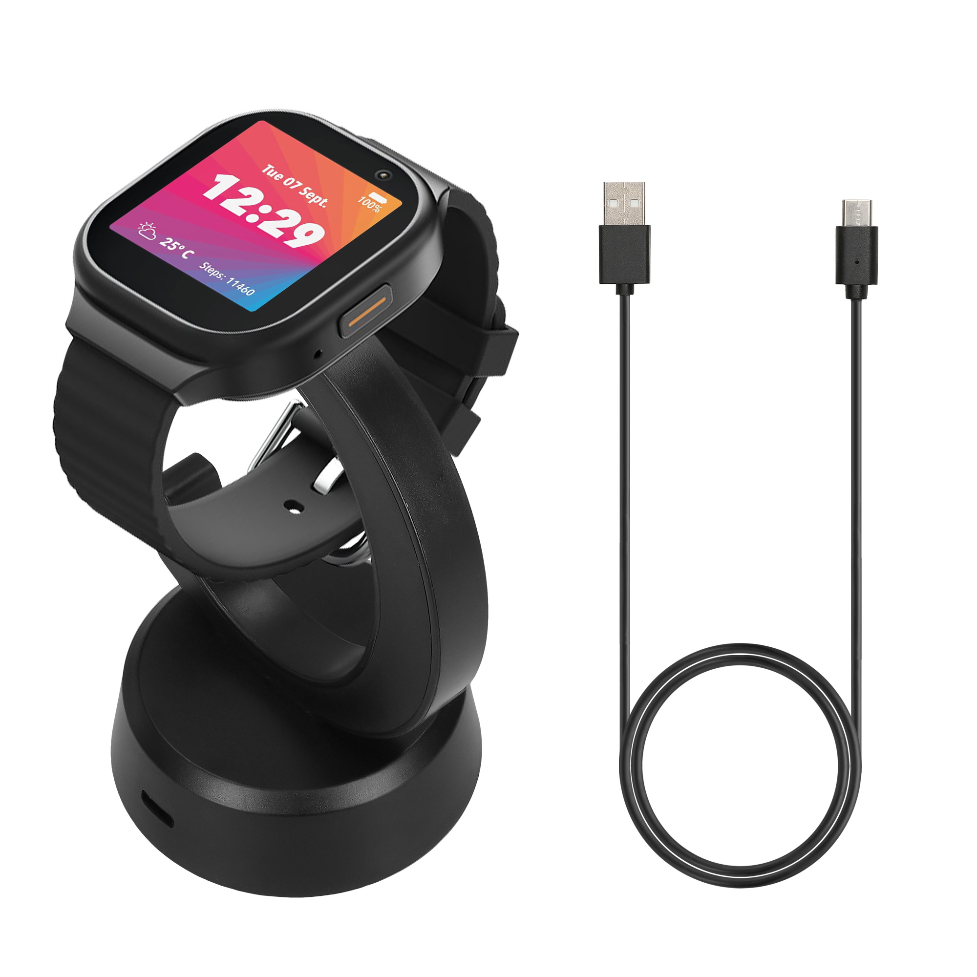 Magnetický nabíjecí stojánek pro Xplora X6 Play / X6 Pro kwmobile se stojánkem - černá