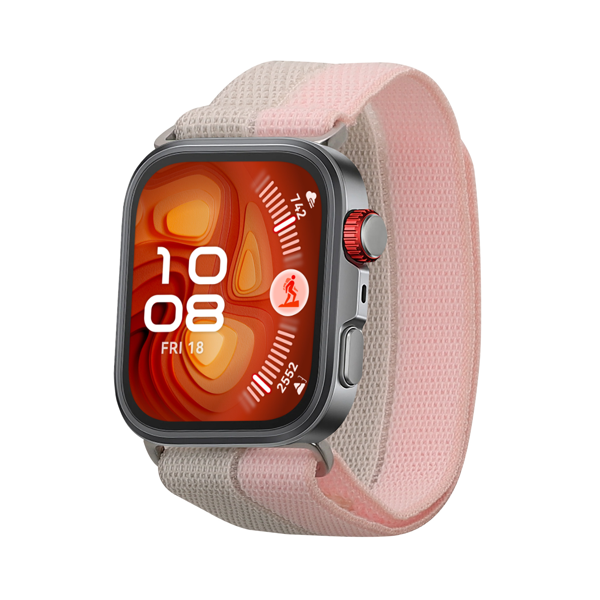 Nylonový pásek pro Huawei Watch Fit 4 Pro / Watch Fit 4 / Fit 3 kwmobile nylonové - starorůžová / stříbrná