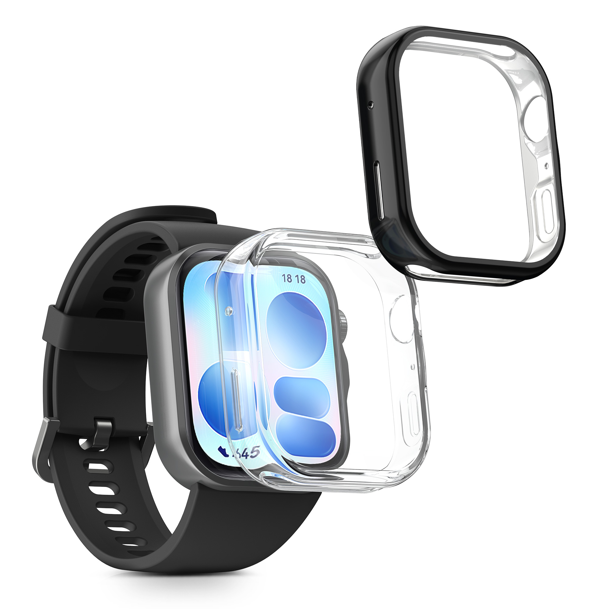 2x obal s ochranným sklem pro Huawei Watch FIT 5 kwmobile silikonové - černá / transparentní