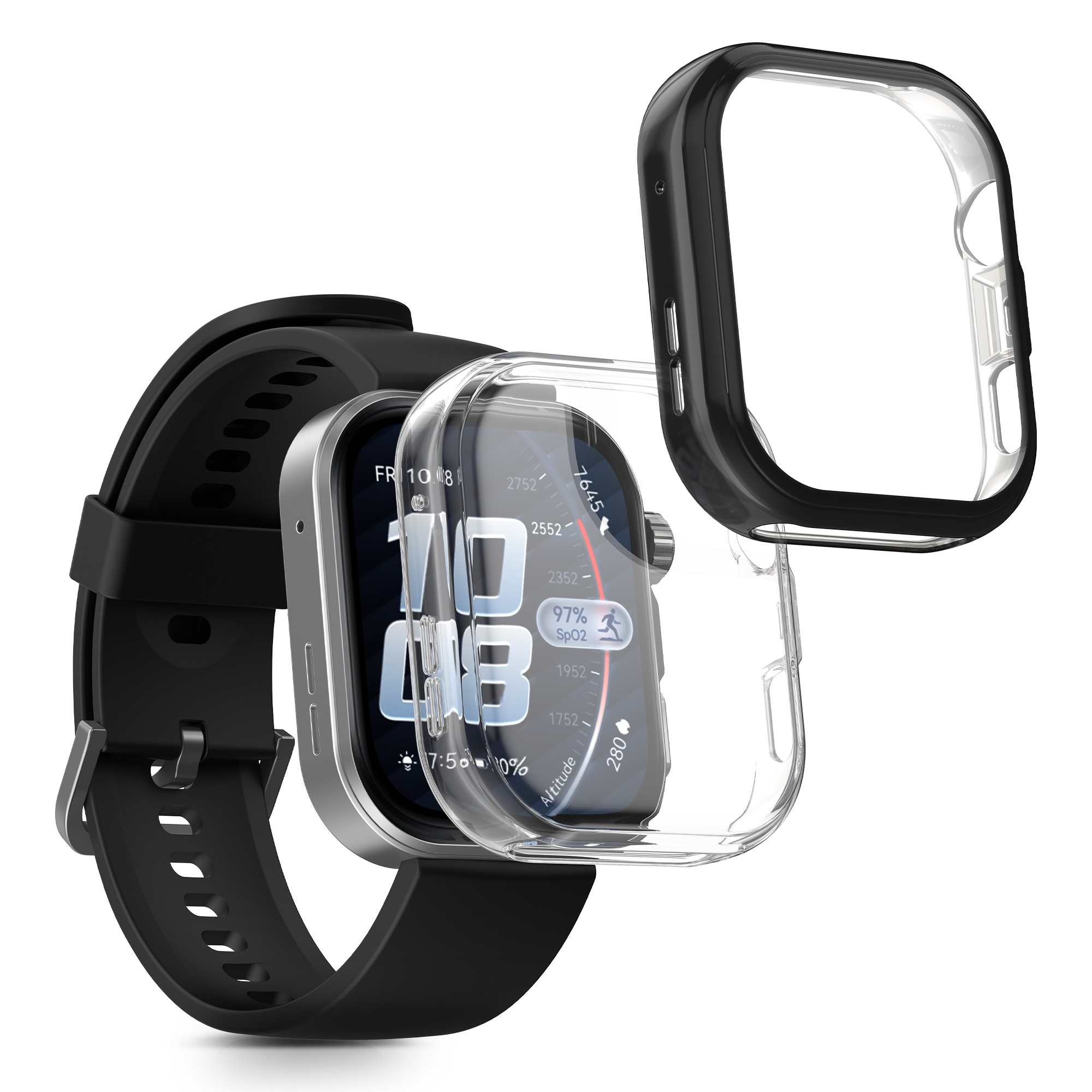 2x obal s ochranným sklem pro Huawei Watch FIT 5 Pro kwmobile silikonové - černá / transparentní