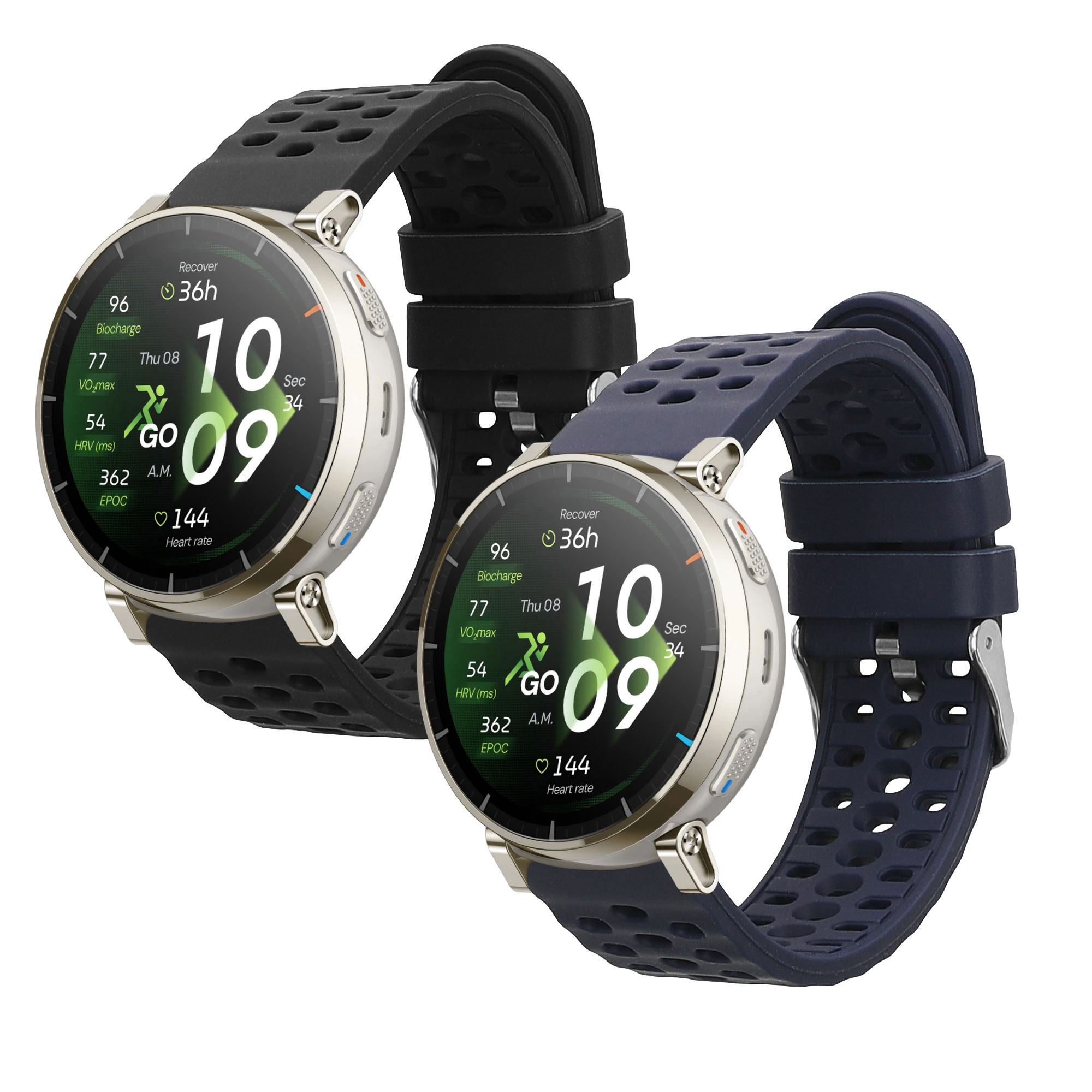 Řemínky pro Amazfit Active3 Premium kwmobile silikonové - černá / tmavě modrá