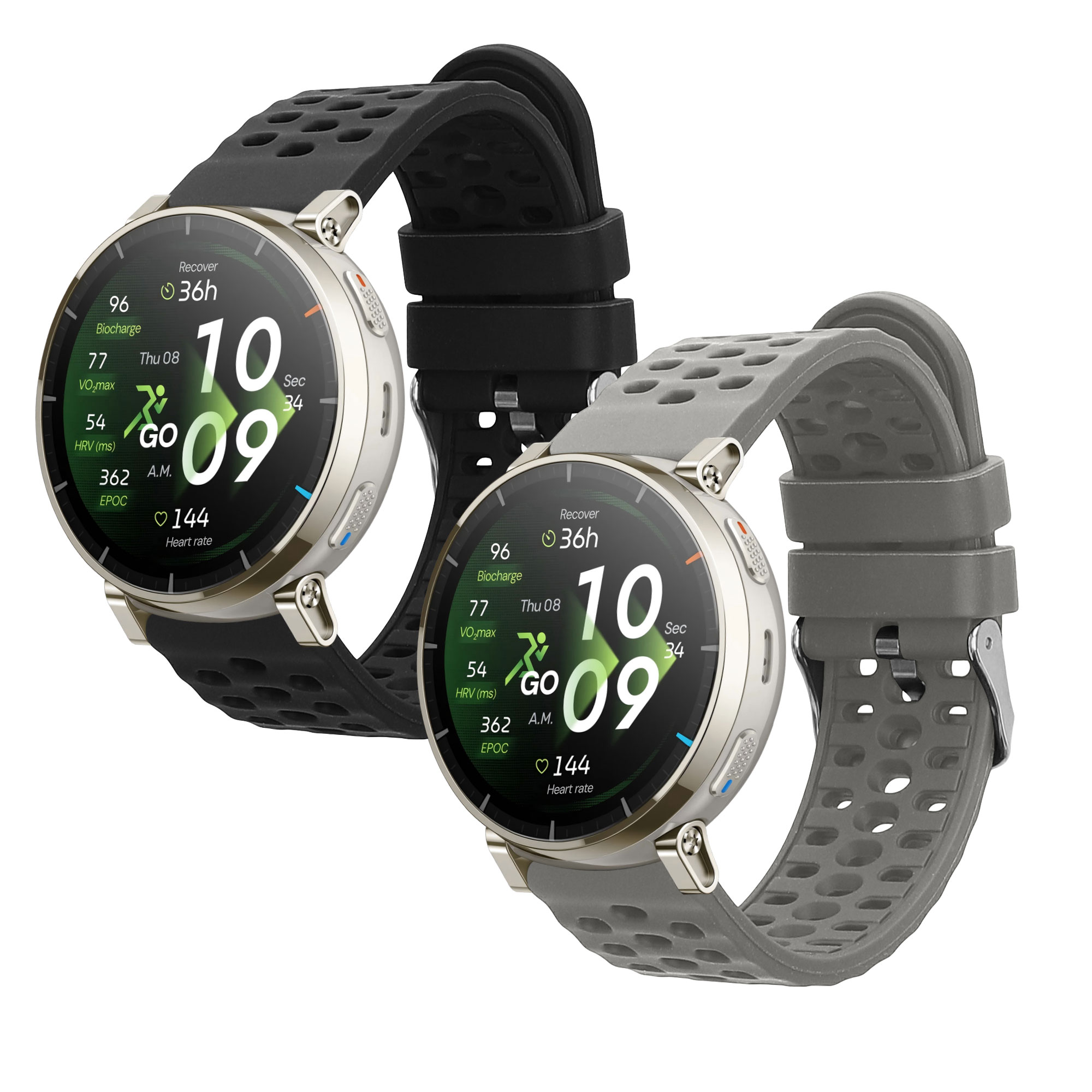 Řemínky pro Amazfit Active3 Premium kwmobile silikonové - šedá / černá