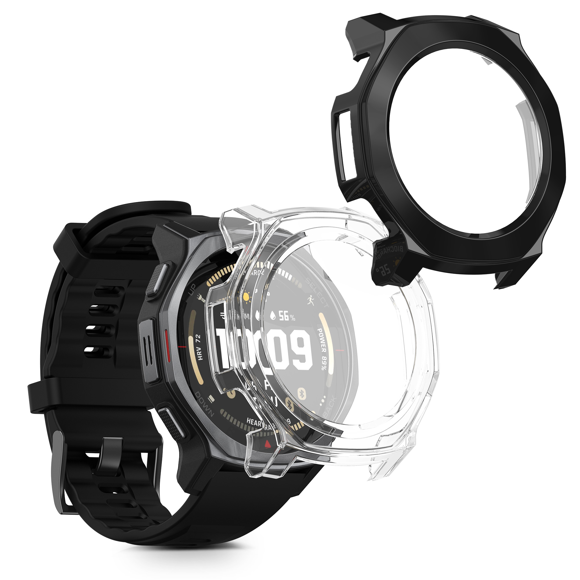 2x obal s ochranným sklem pro Amazfit T-Rex3 Pro 44 mm kwmobile ‑ čirá / černá